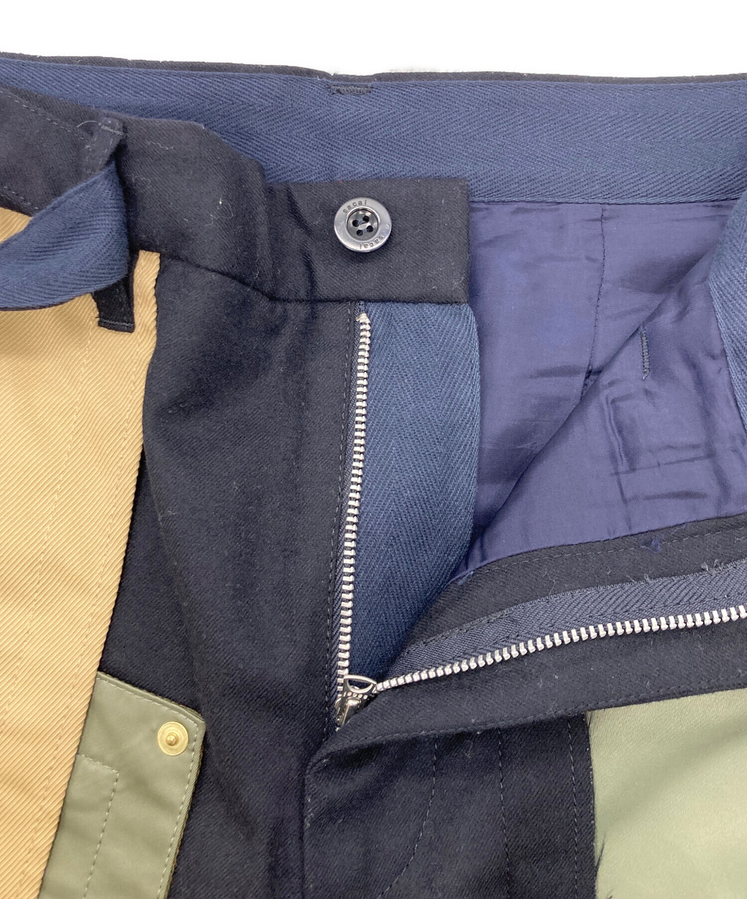 中古・古着通販】sacai (サカイ) Fabric Combo Pants ネイビー サイズ 
