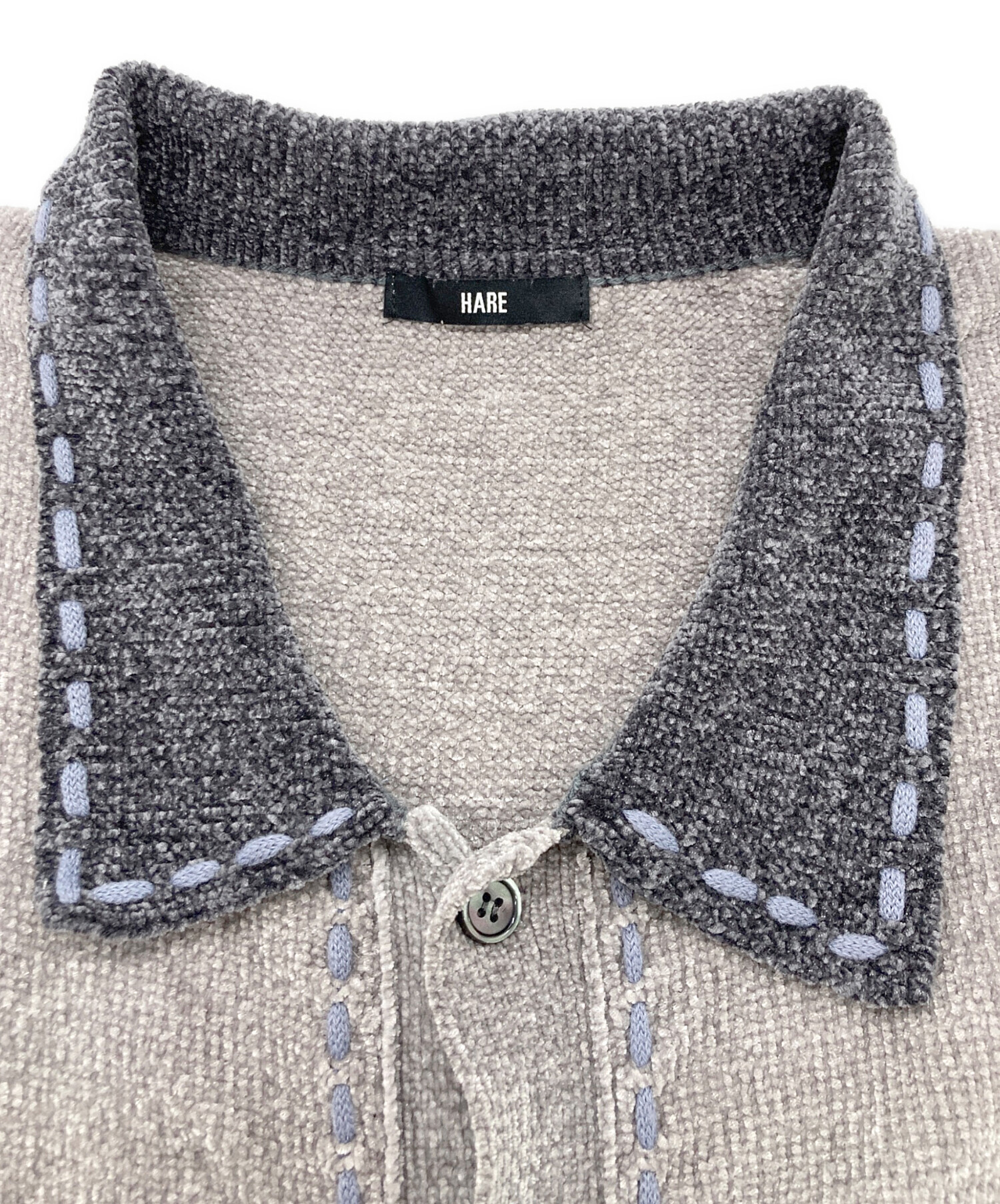 中古・古着通販】HARE (ハレ) モールステッチニットシャツ グレー