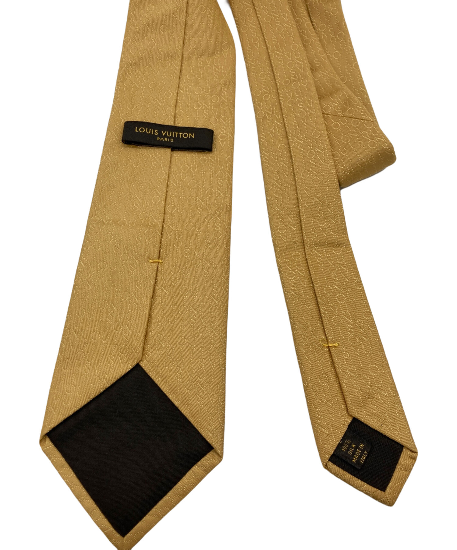 美品✨Louis Vuitton ネクタイ　シルク　絹　ゴールド　M 75653 美品✨Louis Vuitton ネクタイ シルク 絹 ゴールド M 75653