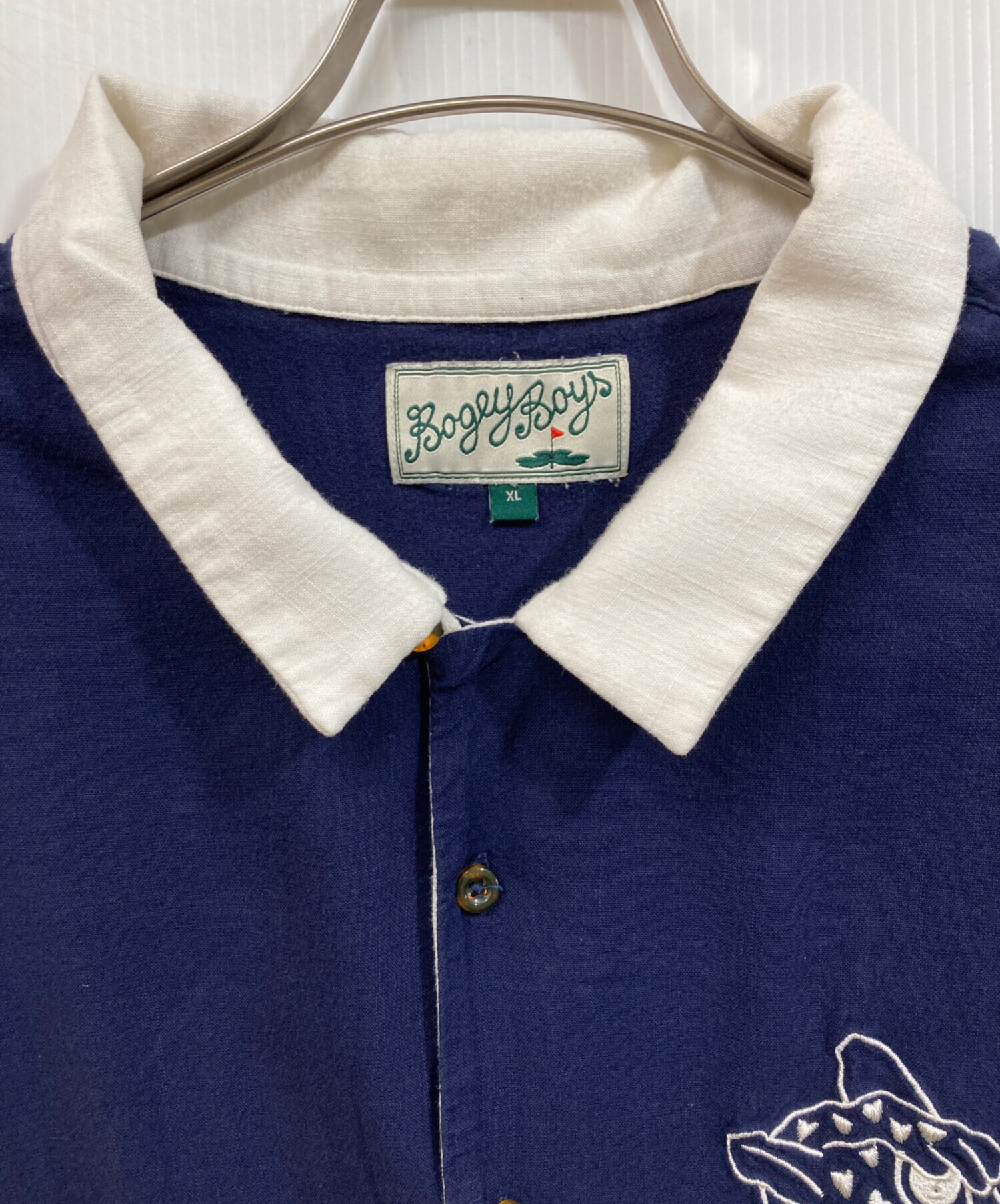 Bogey Boys ネイビー Mサイズ シャツ　日本未入荷 中古・古着通販】Bogey Boys (ボギーボーイズ) ロゴ刺繍シャツ