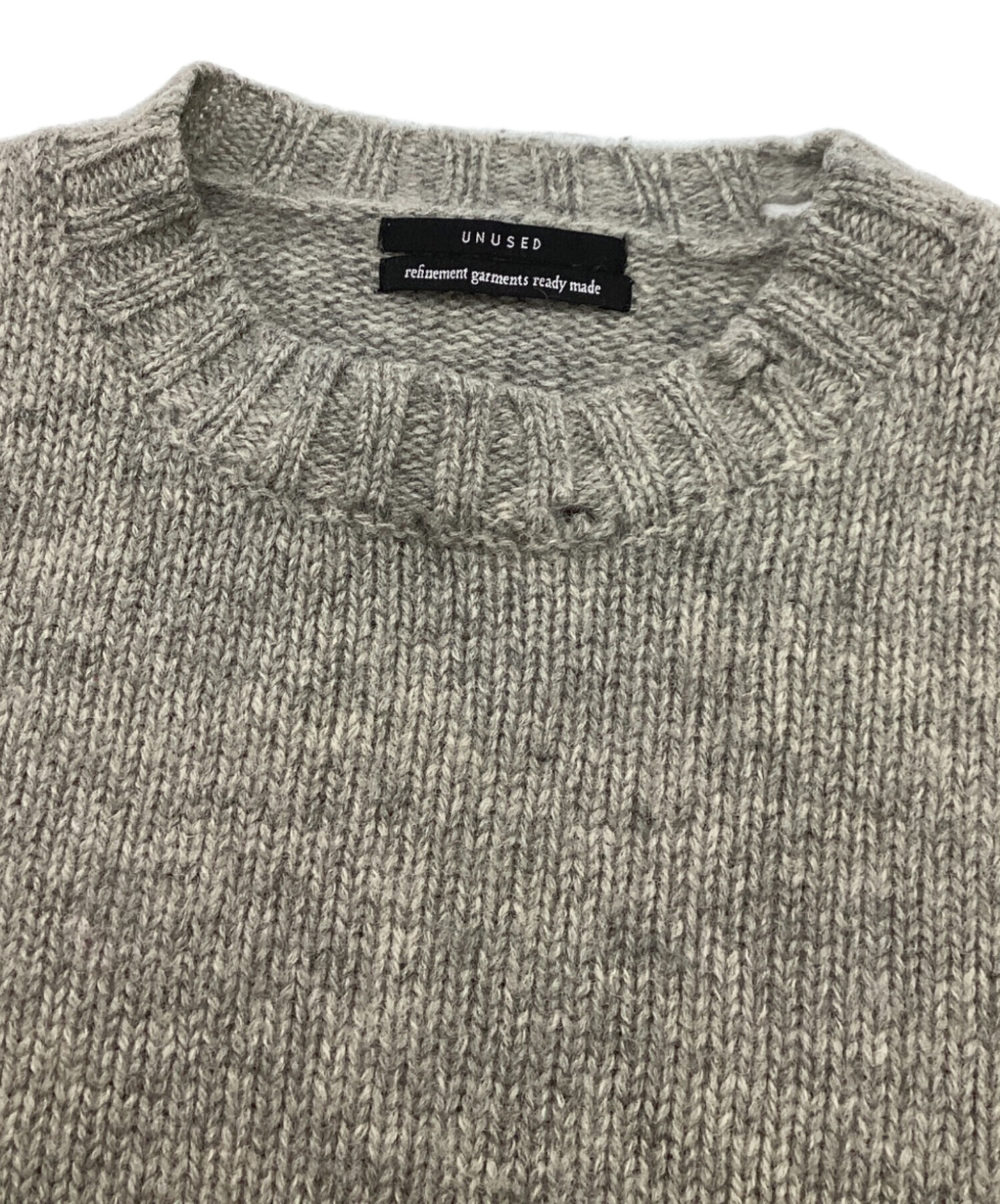 中古・古着通販】UNUSED (アンユーズド) 3G Crew neck damage knit