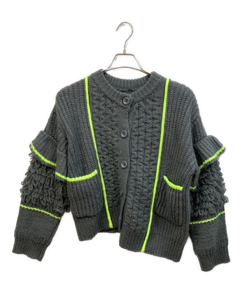 AULA AILA カーディガン ダークグレー完売品 中古・古着通販】AULA AILA (アウラアイラ) ループフリンジニット