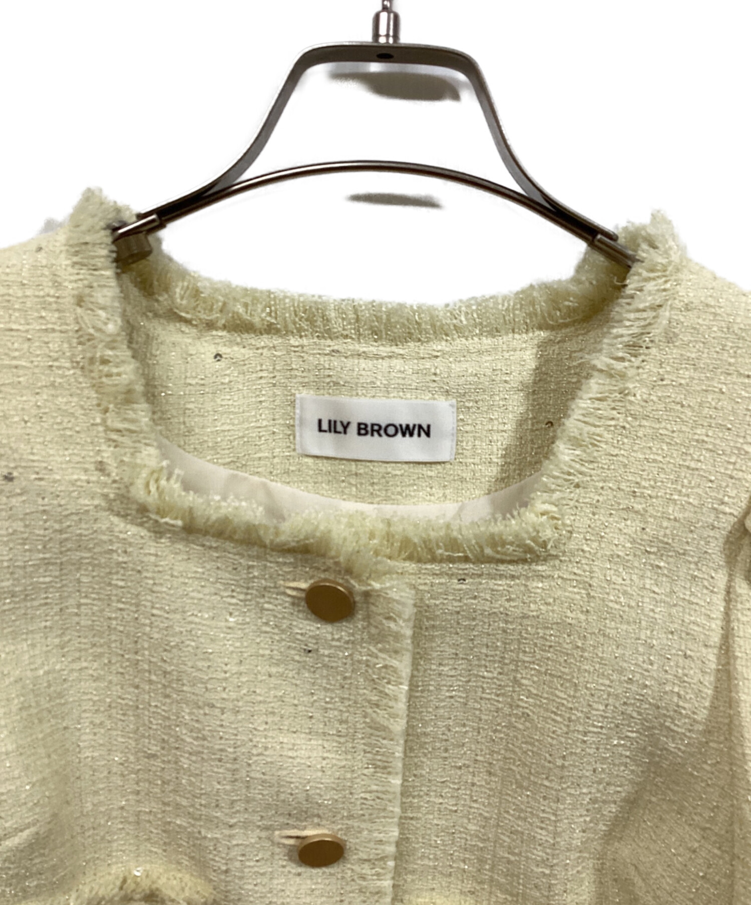 Lily Brown - LILYBROWN リリーブラウン ハーフスリーブツイードジャケット 中古・古着通販】Lily Brown (リリーブラウン) ハーフスリーブツイード