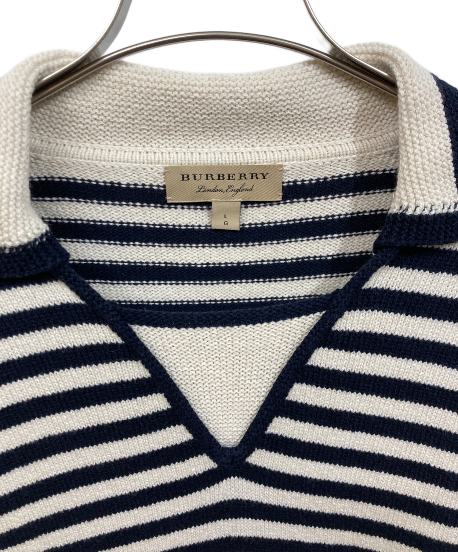 中古・古着通販】BURBERRY (バーバリー) ボーダーニット ネイビー
