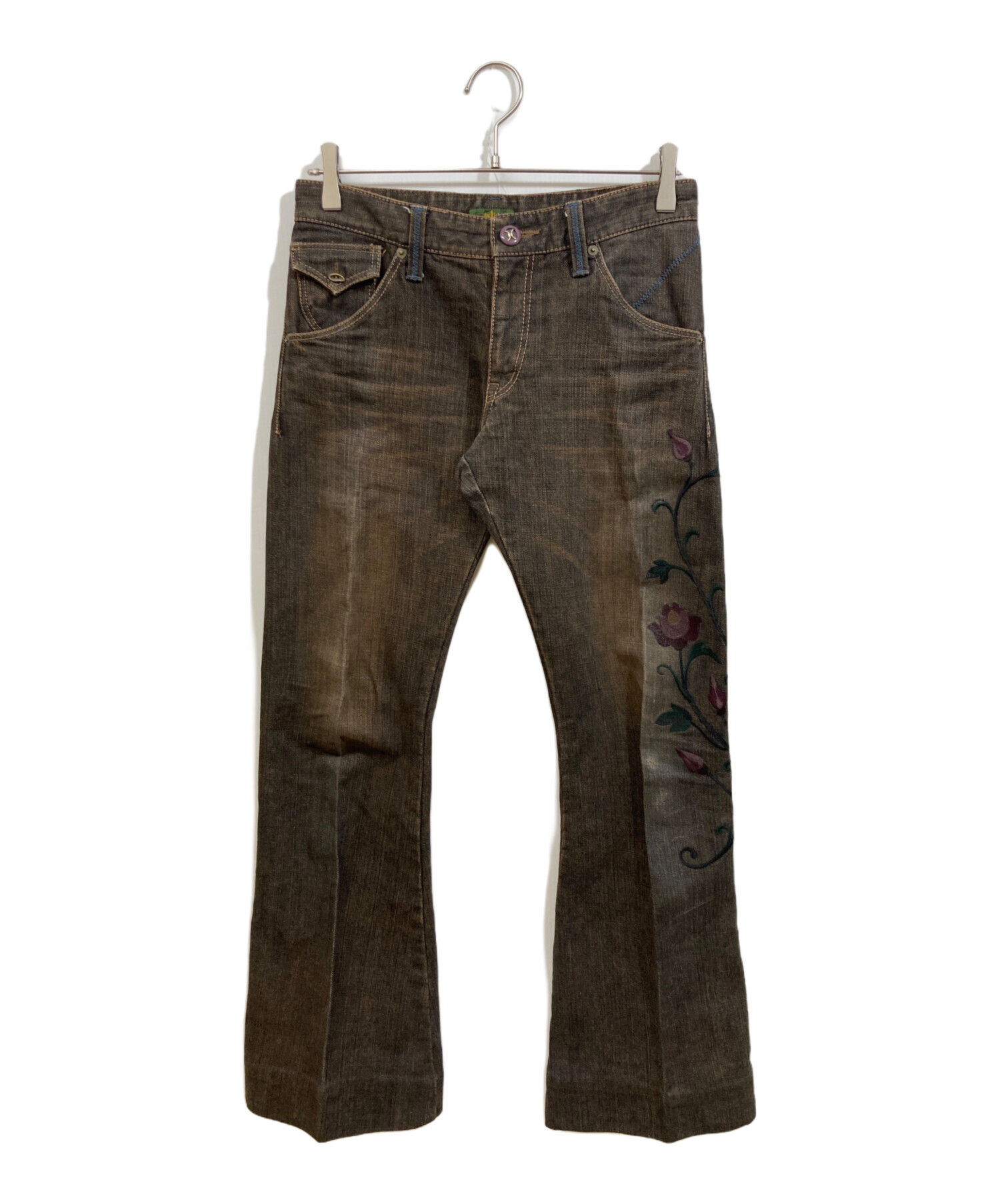 中古・古着通販】Obelisk (オベリスク) 花柄ブーツカットデニムパンツ