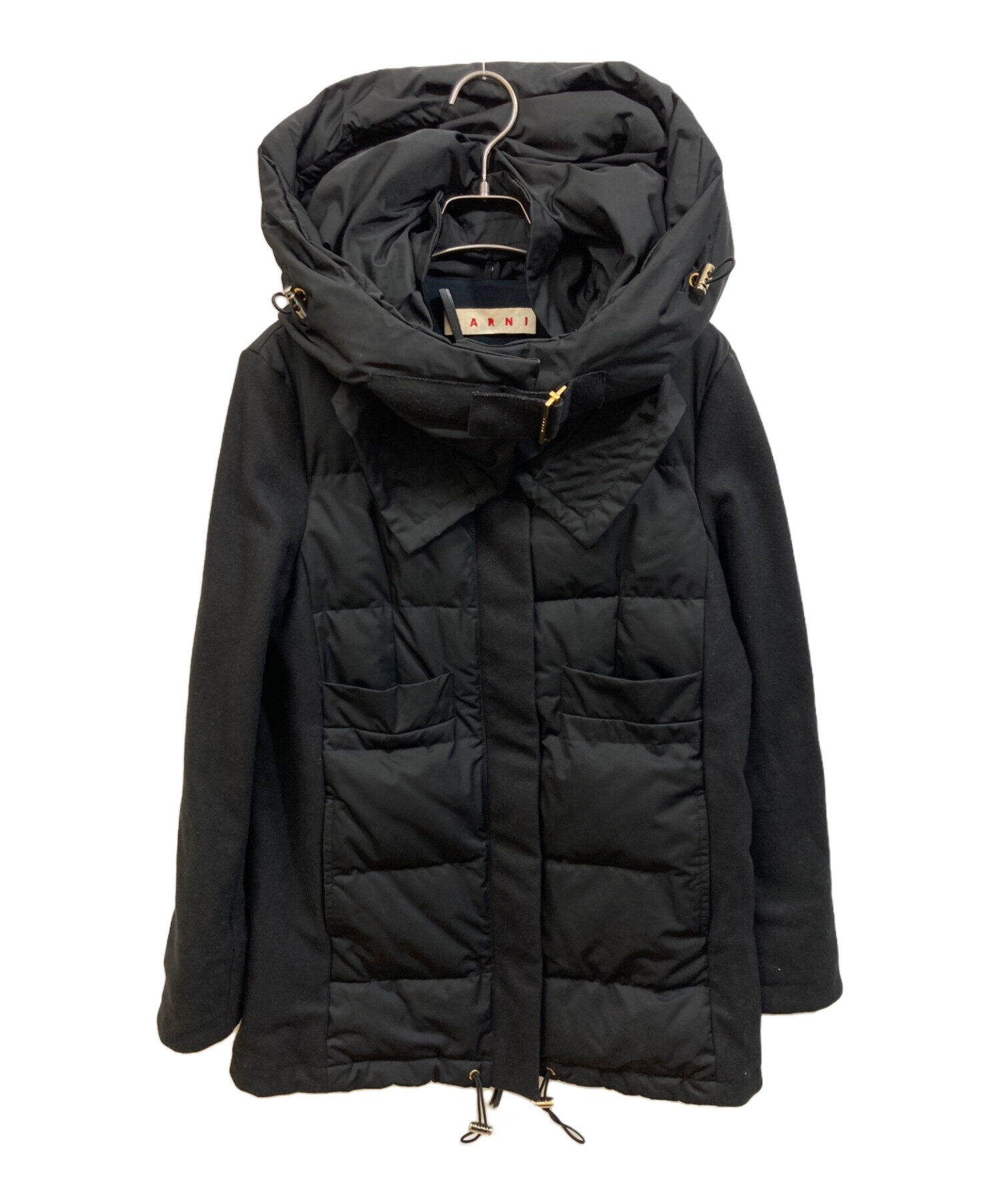 MARNI マルニ ダウンコート レディース 【古着】【中古】 中古・古着通販】MARNI (マルニ) ウール切替ダウンコート ブラック