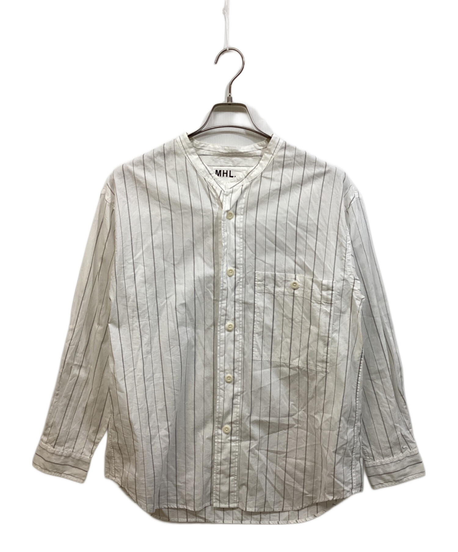 中古・古着通販】MHL (エムエイチエル) バンドカラーシャツ ホワイト 