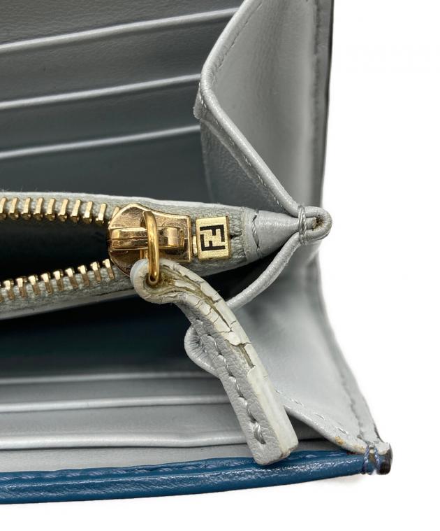 未使用品　箱付き　FENDI フェンディ　長財布　金具　ロゴグラム　ブルー 中古・古着通販】FENDI (フェンディ) 長財布 ブルー｜ブランド・古着