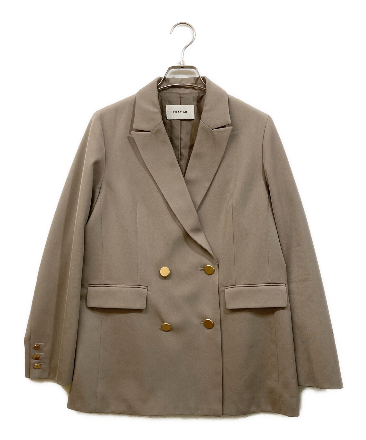 FRAY I.D ダブルブレストピークドラペルジャケット ベージュ 中古・古着通販】FRAY ID (フレイ アイディー) ダブルブレストピークド