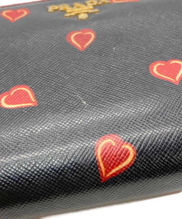 中古・古着通販】PRADA (プラダ) ハート柄長財布 ブラック｜ブランド