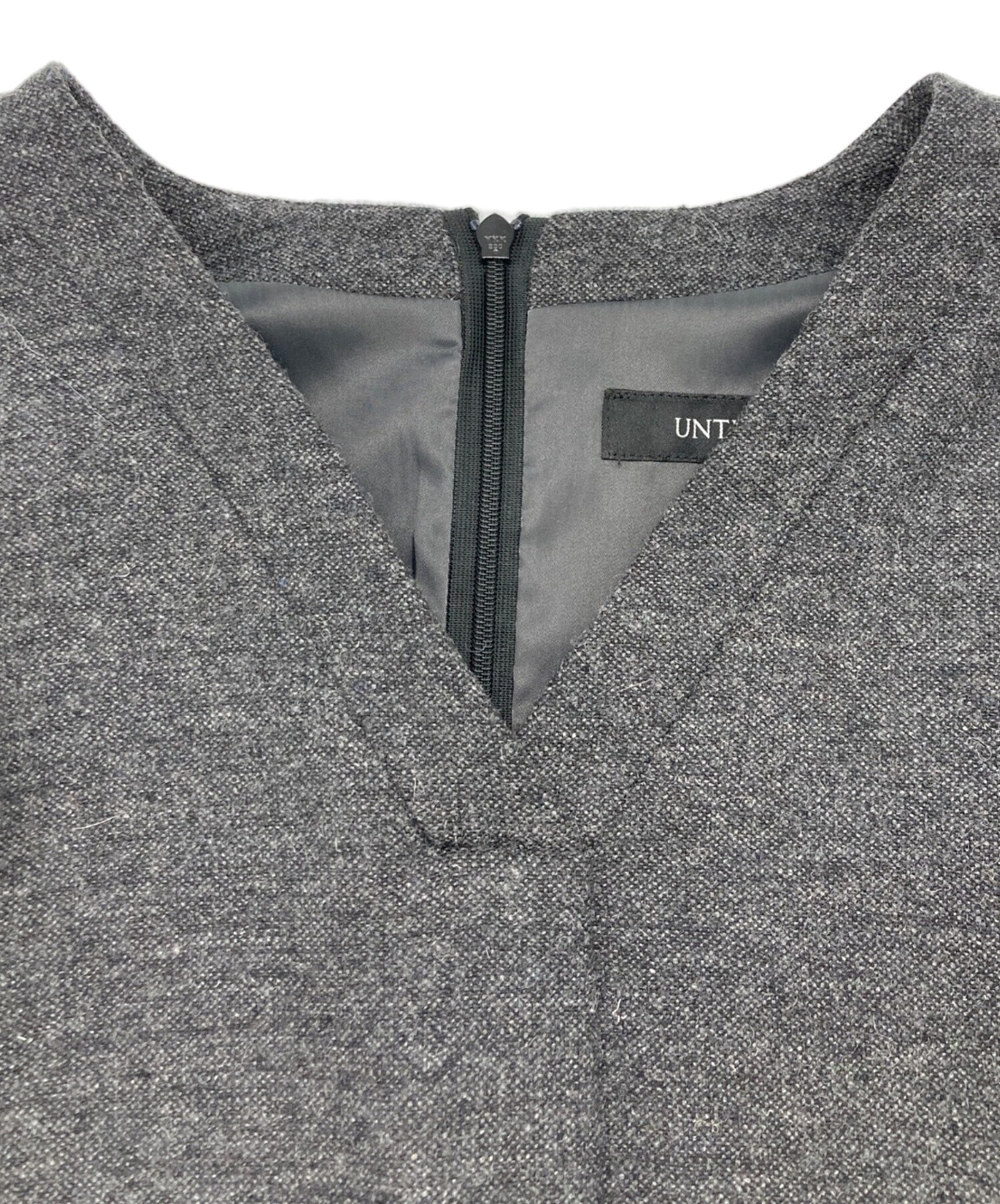 中古・古着通販】UNITED (ユナイテッド) ツィード Vネック ワンピース