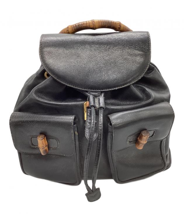 中古・古着通販】GUCCI (グッチ) バンブーハンドルリュック ブラック