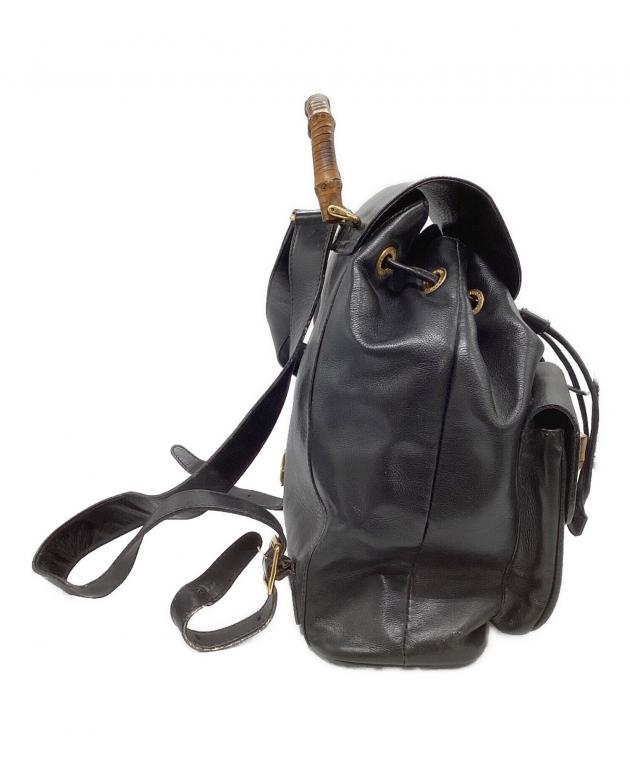 中古・古着通販】GUCCI (グッチ) バンブーハンドルリュック ブラック