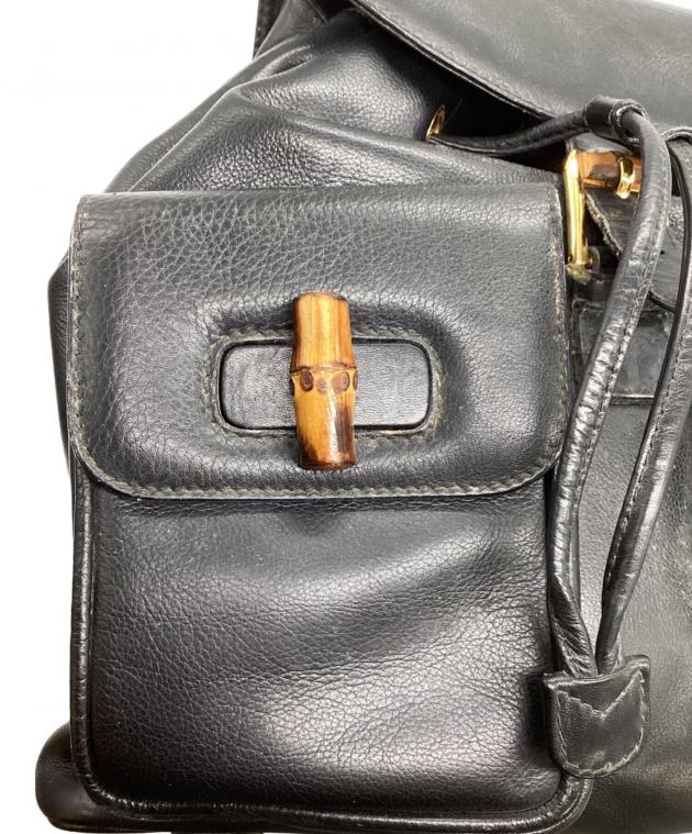 中古・古着通販】GUCCI (グッチ) バンブーハンドルリュック ブラック
