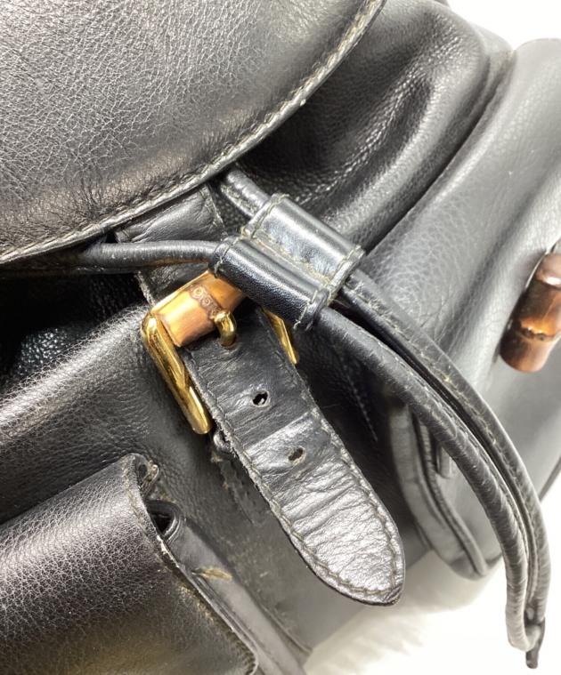 中古・古着通販】GUCCI (グッチ) バンブーハンドルリュック ブラック
