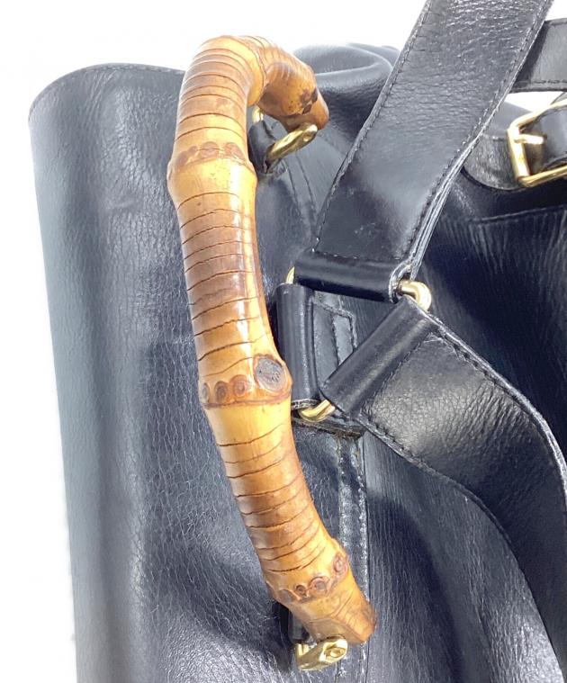 中古・古着通販】GUCCI (グッチ) バンブーハンドルリュック ブラック