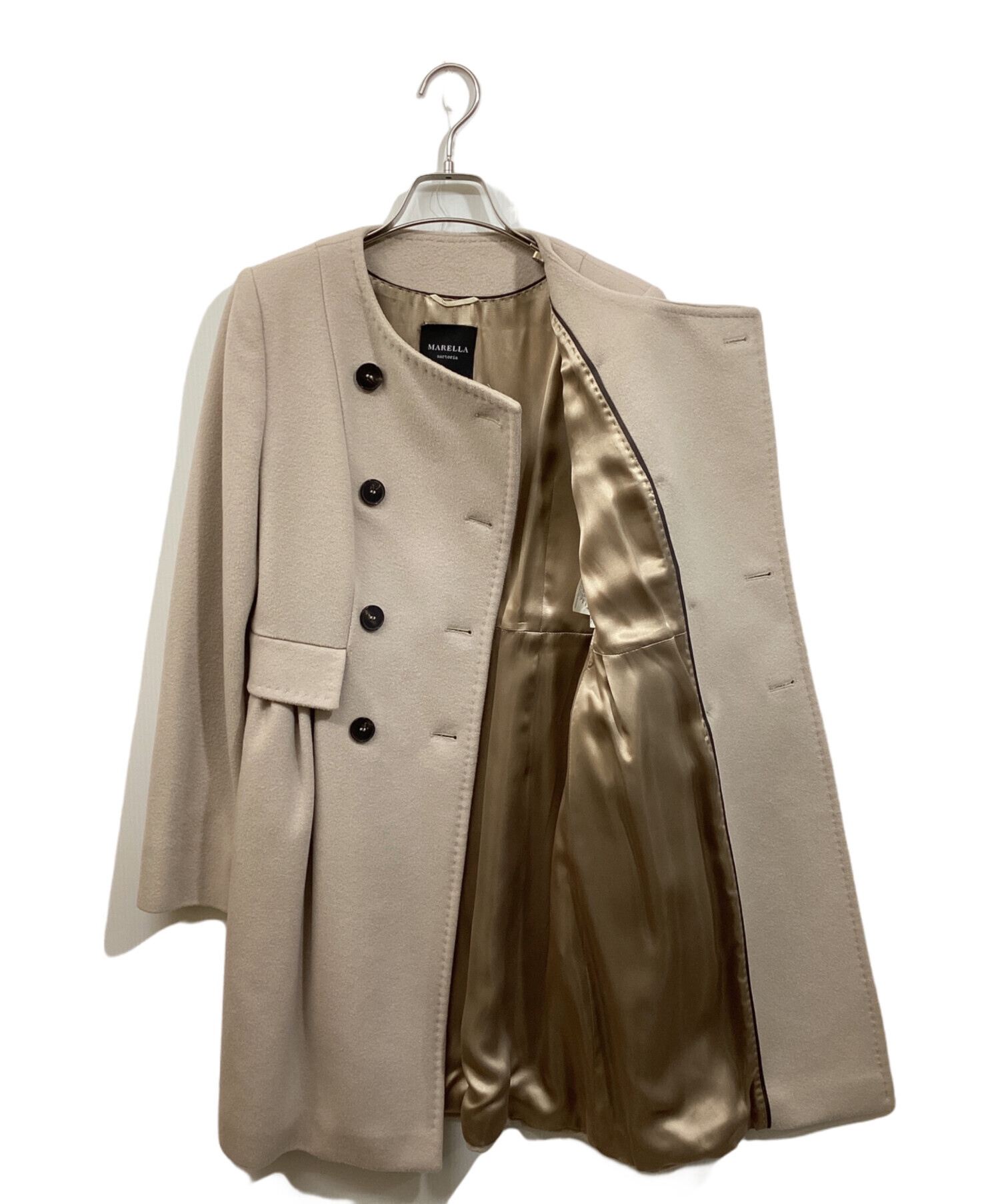中古・古着通販】MARELLA (マレーラ) ノーカラーコート ベージュ