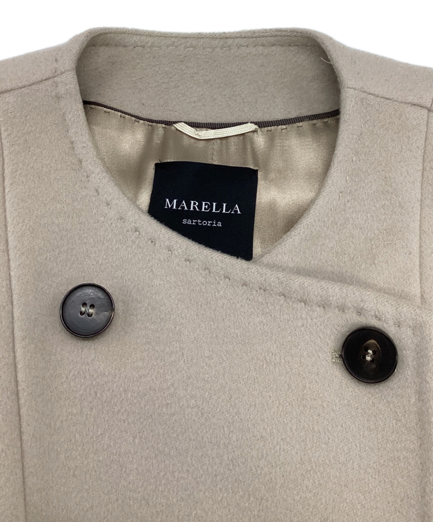 中古・古着通販】MARELLA (マレーラ) ノーカラーコート ベージュ
