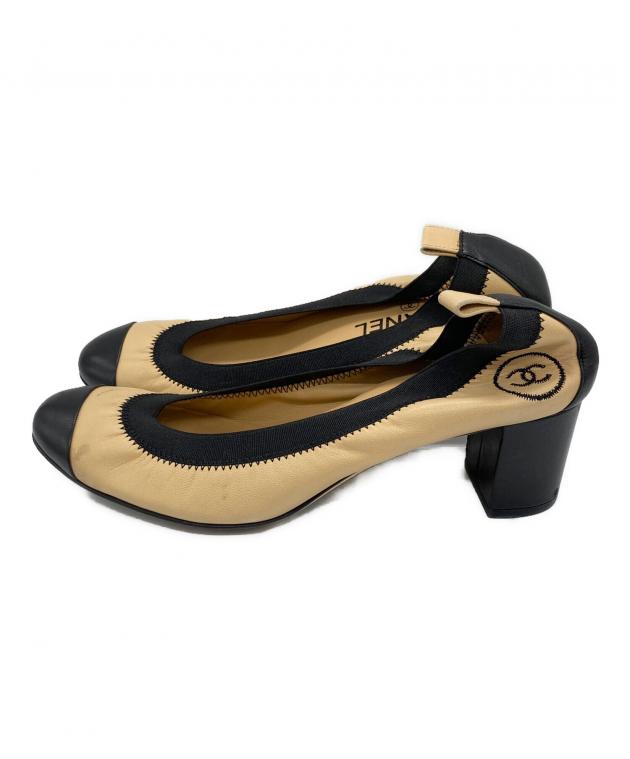 M3933 CHANEL シャネル ココマーク バイカラー パンプス 36 中古・古着通販】CHANEL (シャネル) ココマークバイカラーヒール