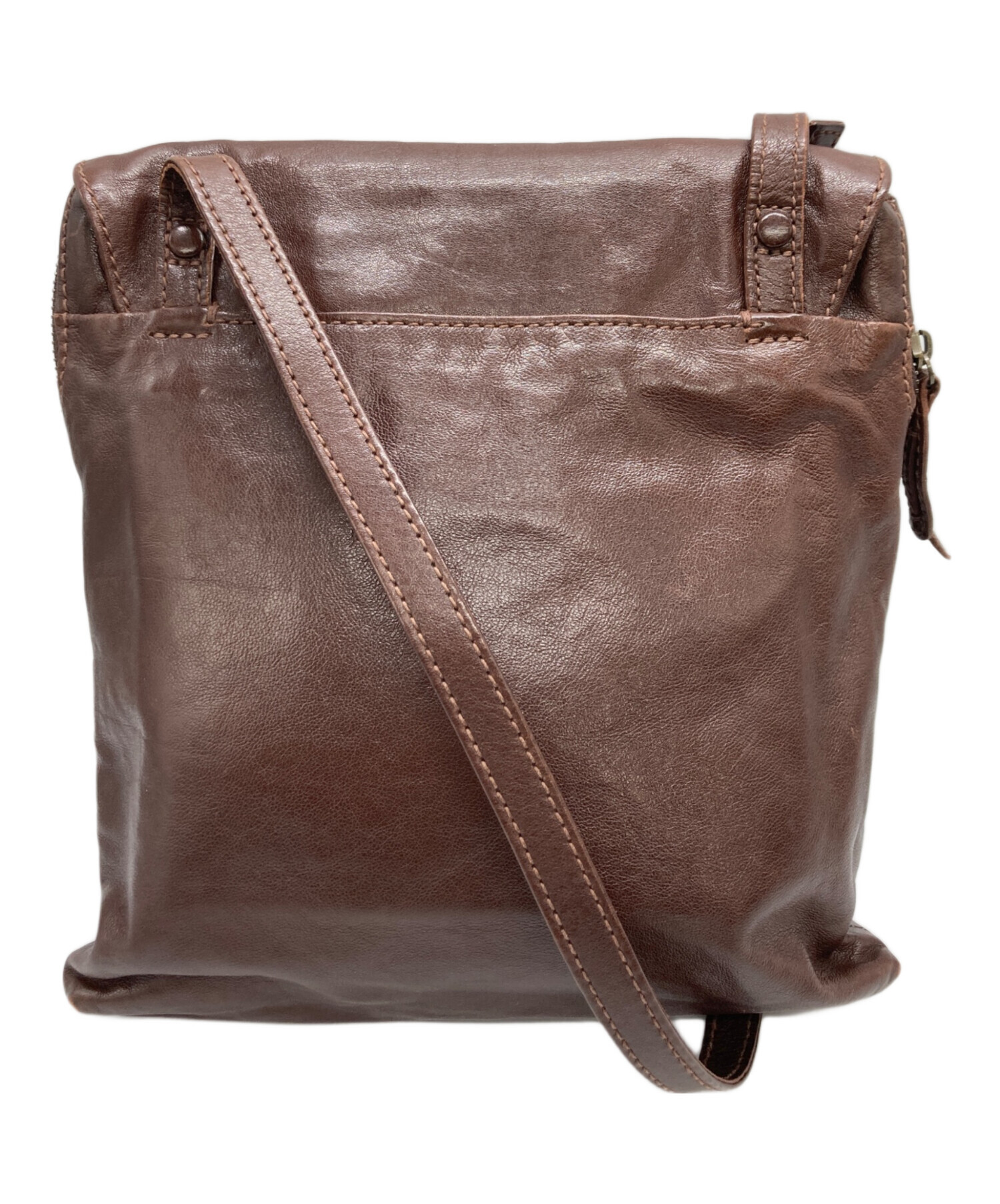 中古・古着通販】genten (ゲンテン) レザーショルダーバッグ ブラウン