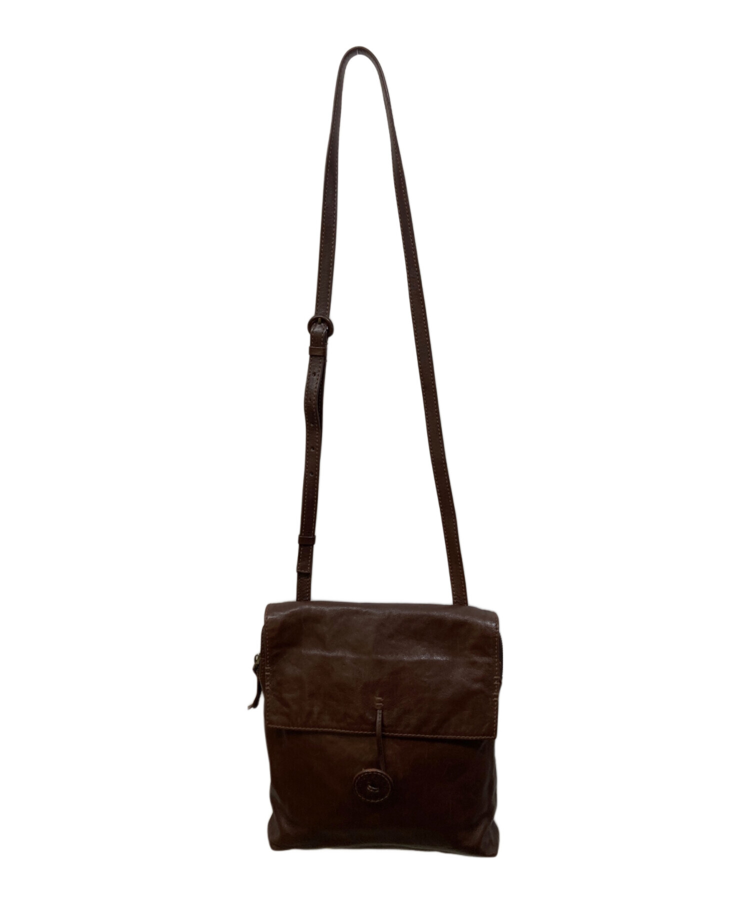 中古・古着通販】genten (ゲンテン) レザーショルダーバッグ ブラウン