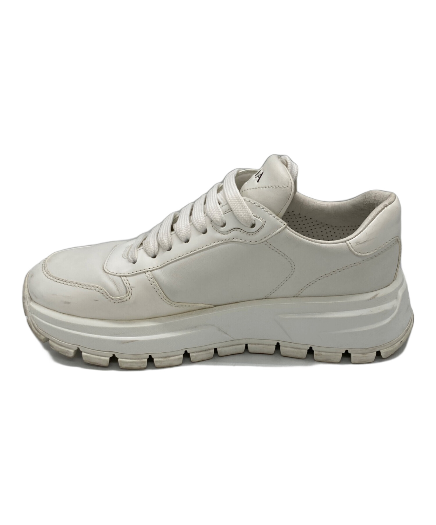 中古・古着通販】PRADA (プラダ) Prax 01 レザー スニーカー ホワイト