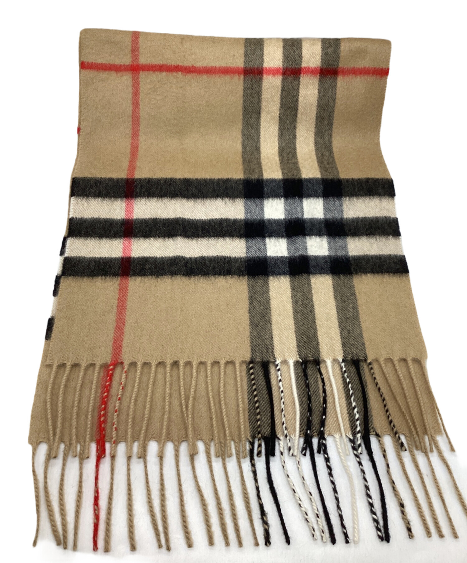バーバリーロンドン カシミヤ100% ホース刺繍 フリンジマフラー ベージュ 中古・古着通販】BURBERRY LONDON (バーバリーロンドン) カシミヤノバ