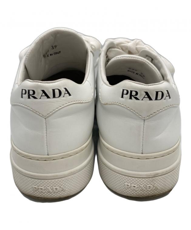 PRADA｜ナッパレザー ステッチ ローカットスニーカー ホワイト EU37