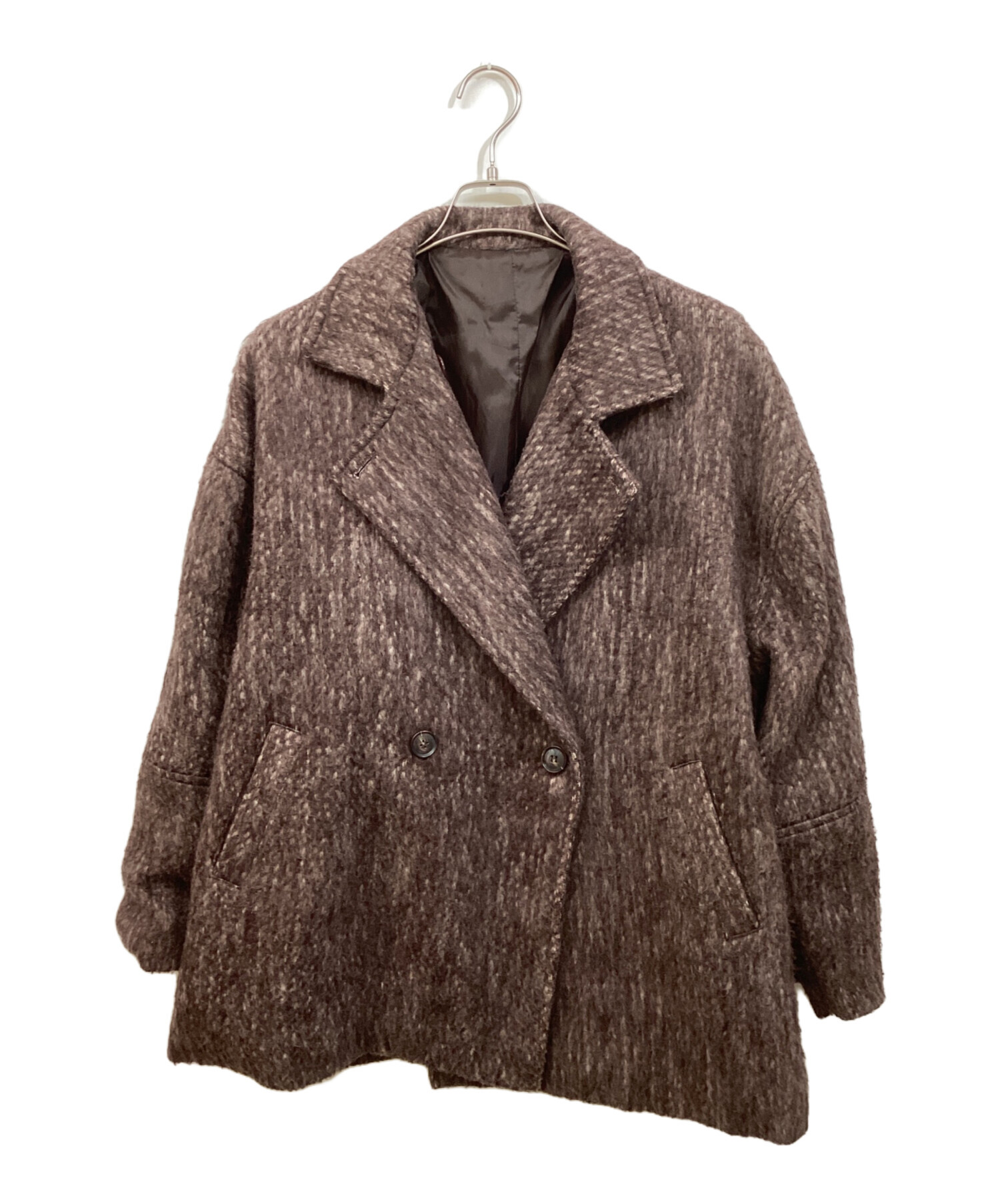 hellam シャギーミドルコート ブラウン 中古・古着通販】hellam (ヘラム) シャギーミドルコート ブラウン