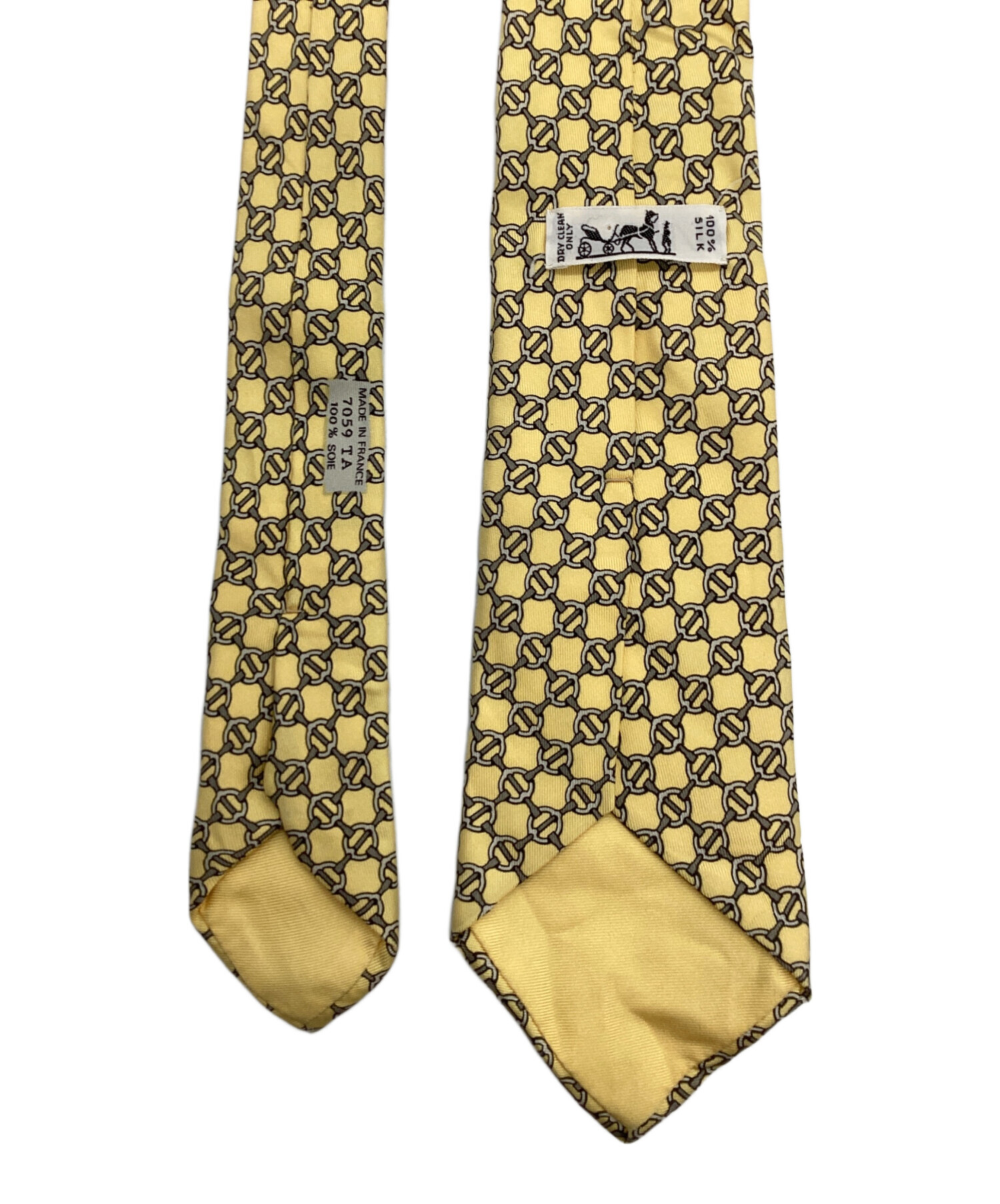 中古・古着通販】HERMES (エルメス) シルクネクタイ イエロー サイズ