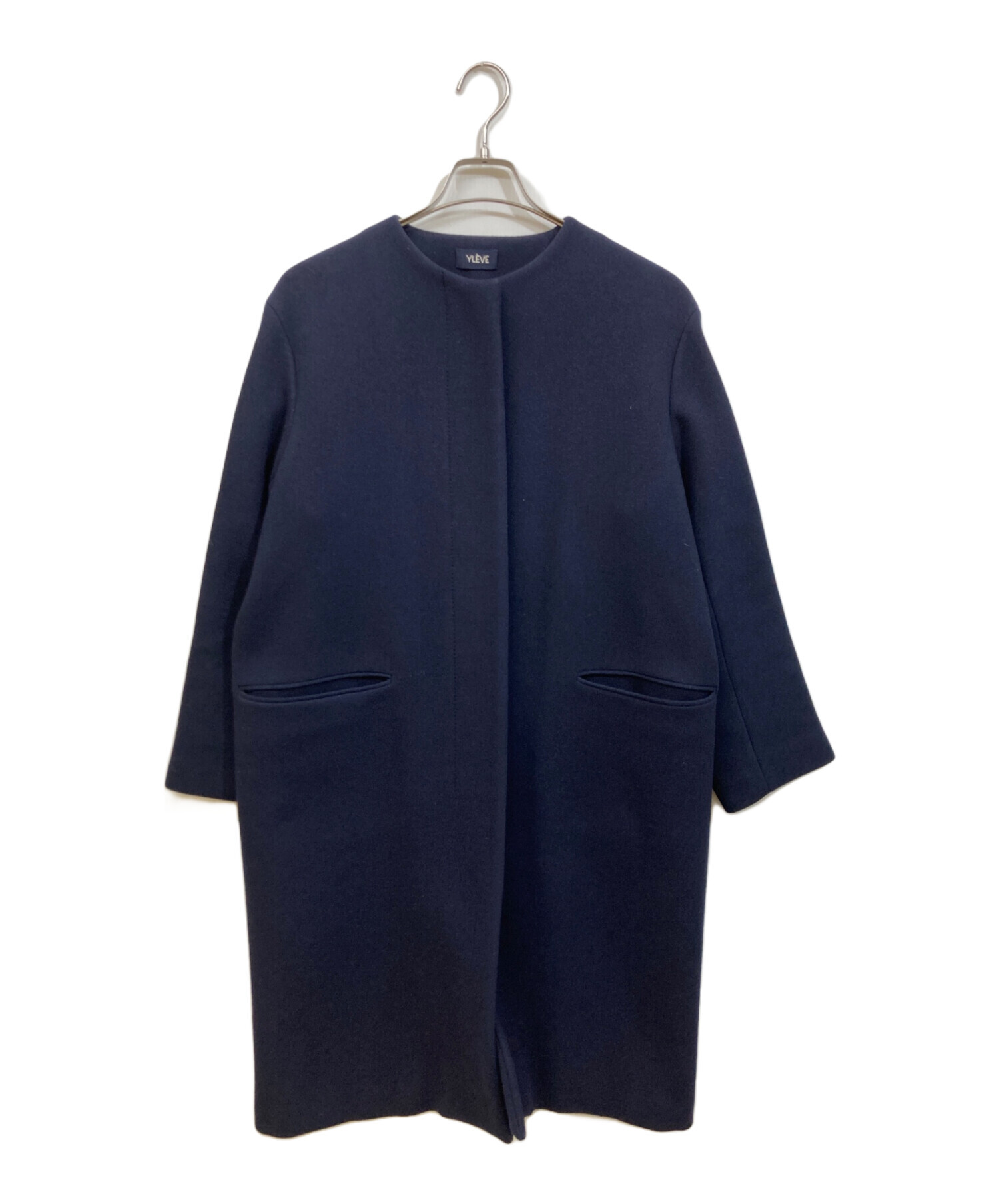 中古・古着通販】YLEVE (イレーヴ) メルトンウールノーカラーコート