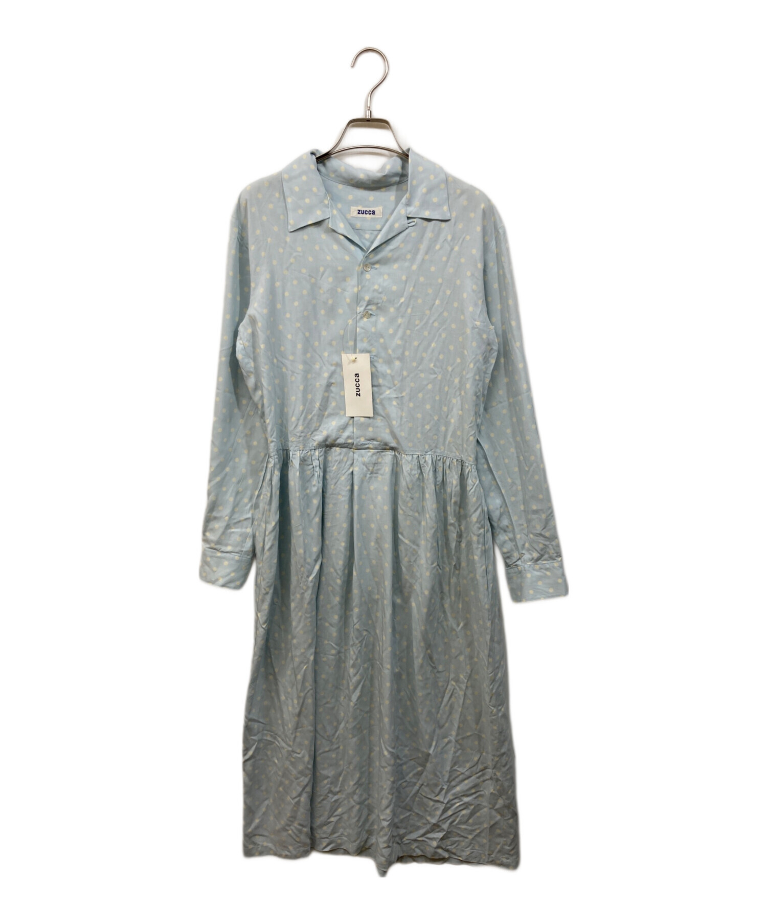 中古・古着通販】ZUCCA (ズッカ) ドット柄レーヨンワンピース スカイ