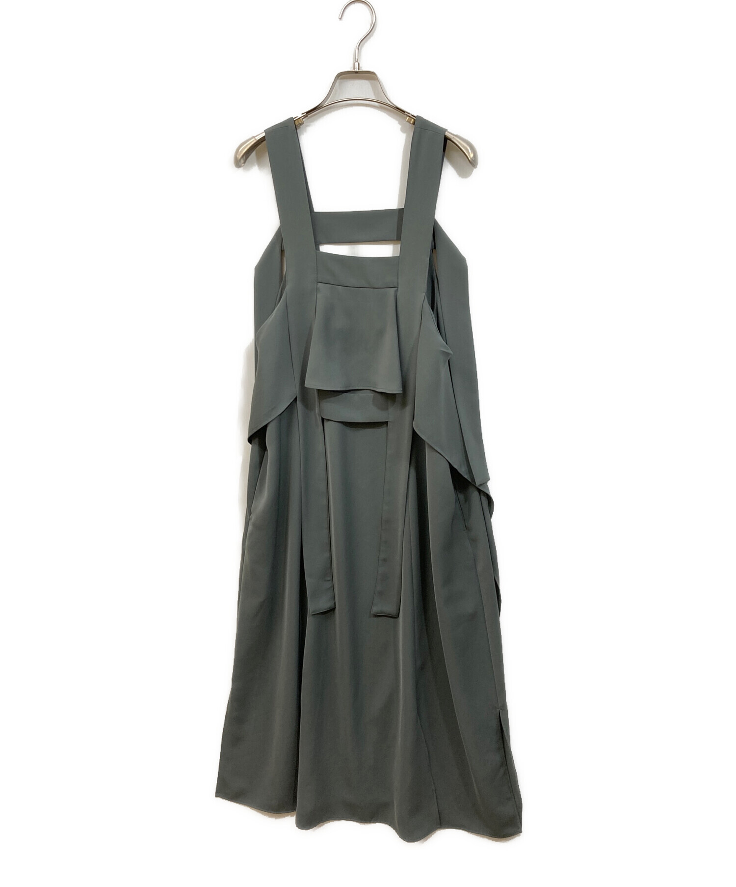 ENFOLDダブルクロス ヘムドレープJUMPER SKIRT グレー 中古・古着通販】ENFOLD (エンフォルド) FLARE SLIT JUMPER-SKIRT