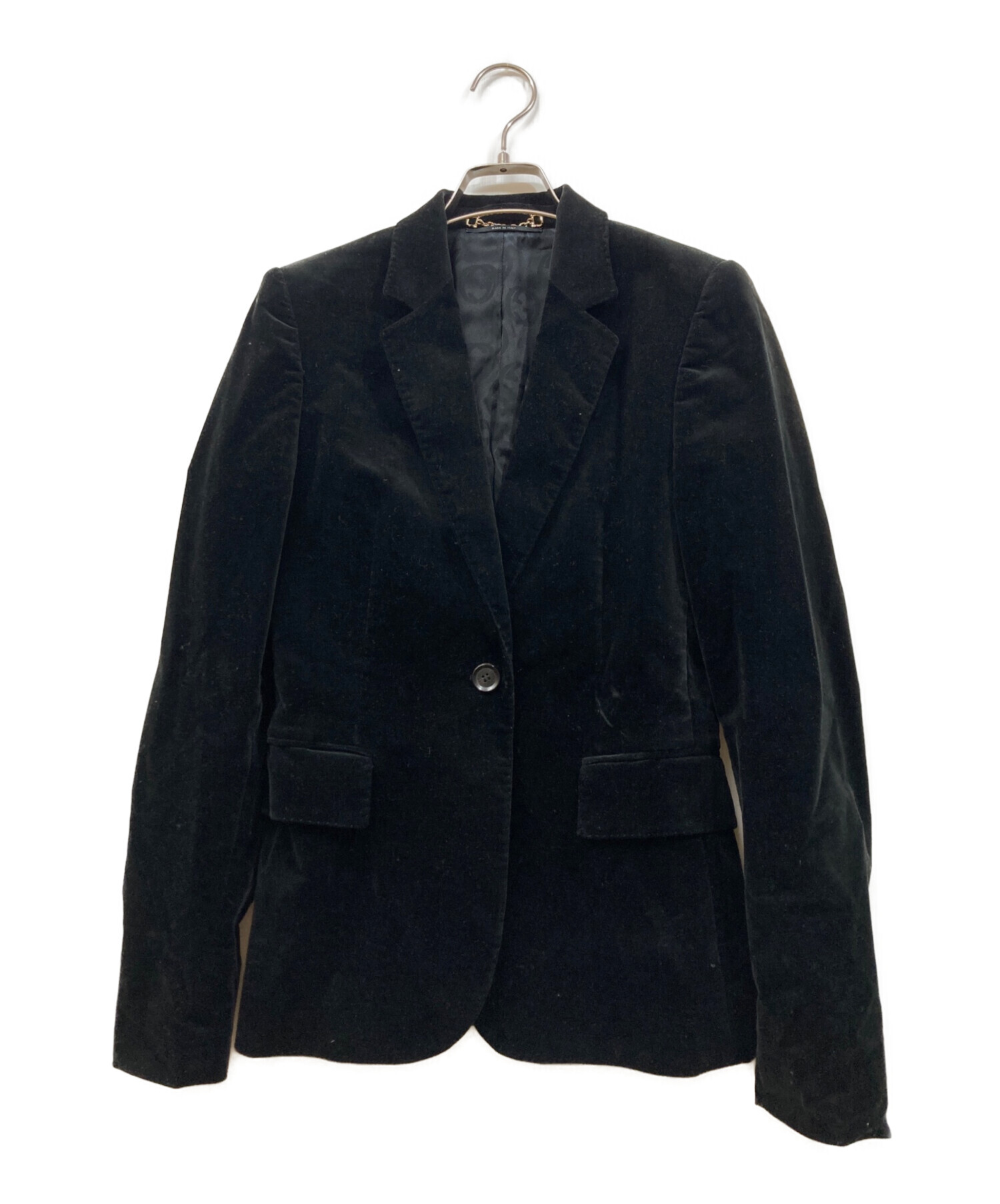 GUCCI ブラック テーラードジャケット タイトフィット 中古・古着通販】GUCCI (グッチ) ベロアテーラードジャケット ブラック