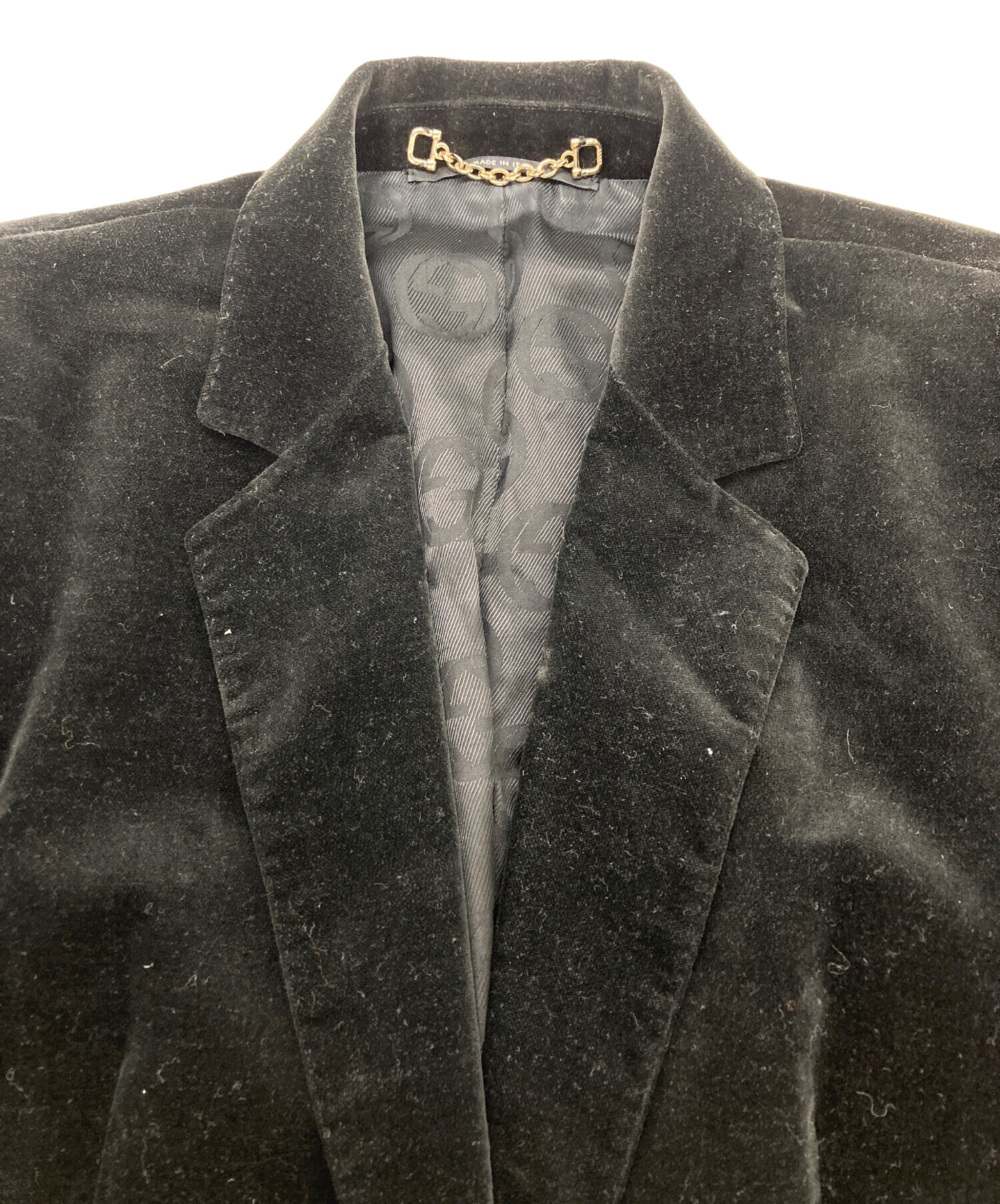 中古・古着通販】GUCCI (グッチ) ベロアテーラードジャケット ブラック