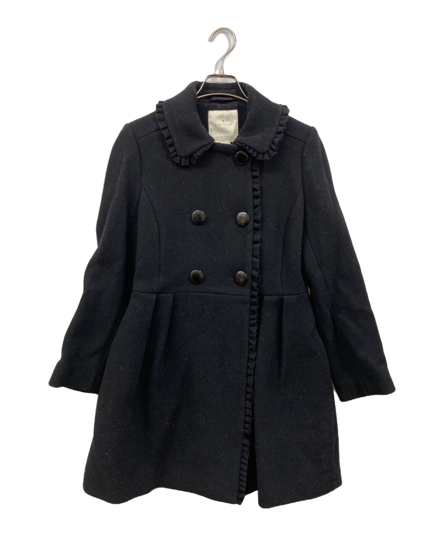 【美品】KateSpade ウールコート サイズ2（S）　リボン　フリル 中古・古着通販】Kate Spade (ケイトスペード) フリルウールコート