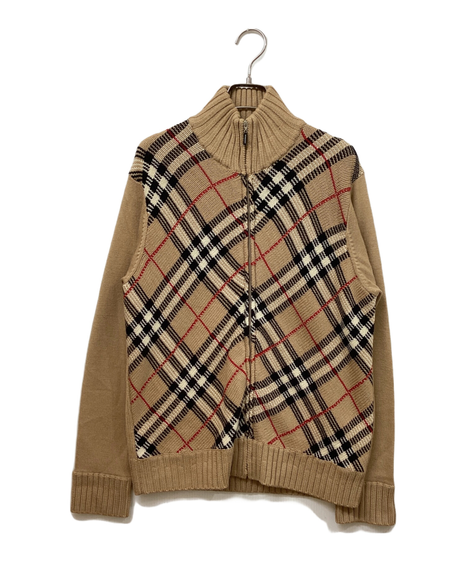BURBERRY GOLF ニット ベージュ L 中古・古着通販】BURBERRY GOLF (バーバリーゴルフ) ジップアップ