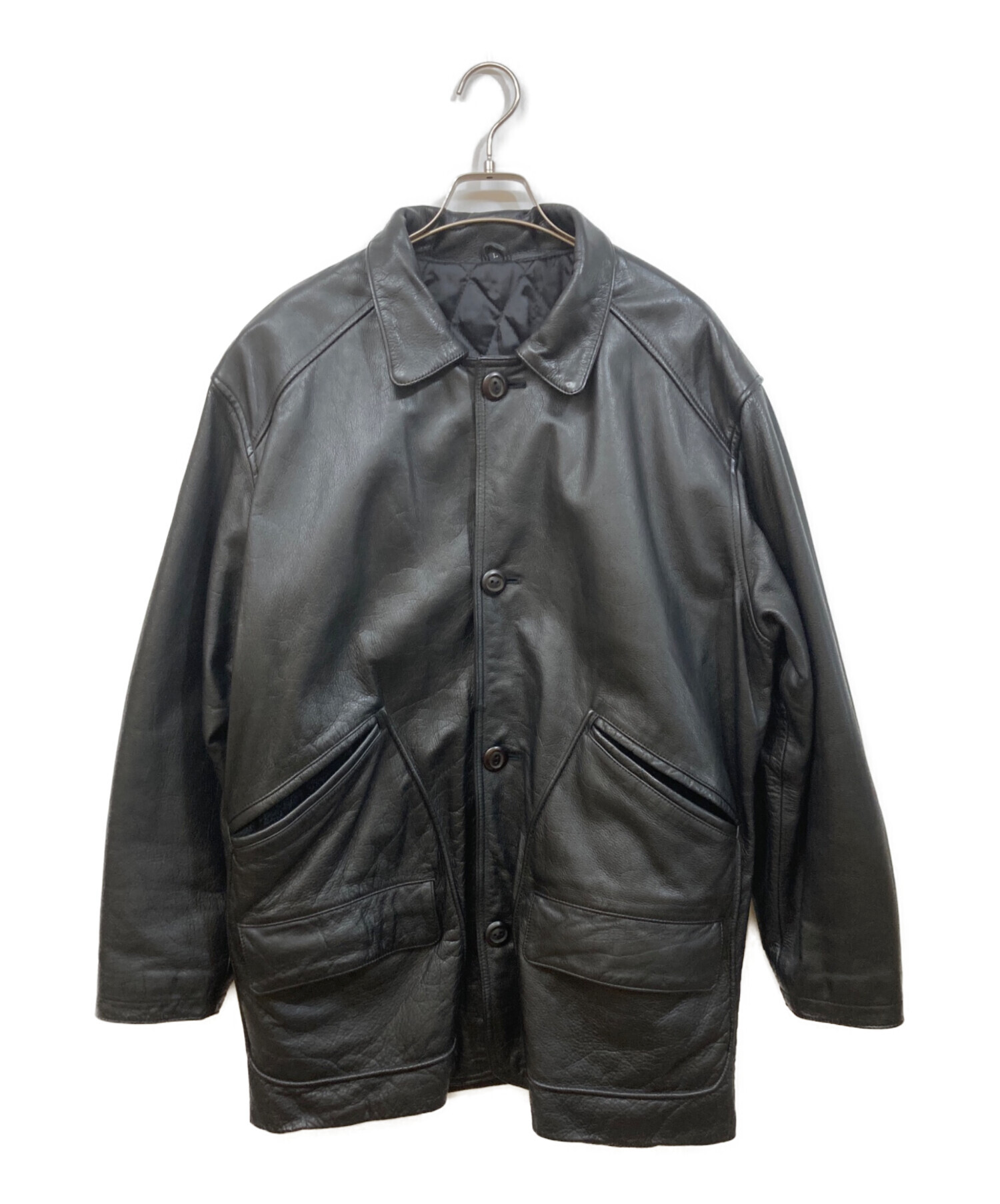 中古・古着通販】USED (ユーズド) レザージャケット ブラック サイズ 