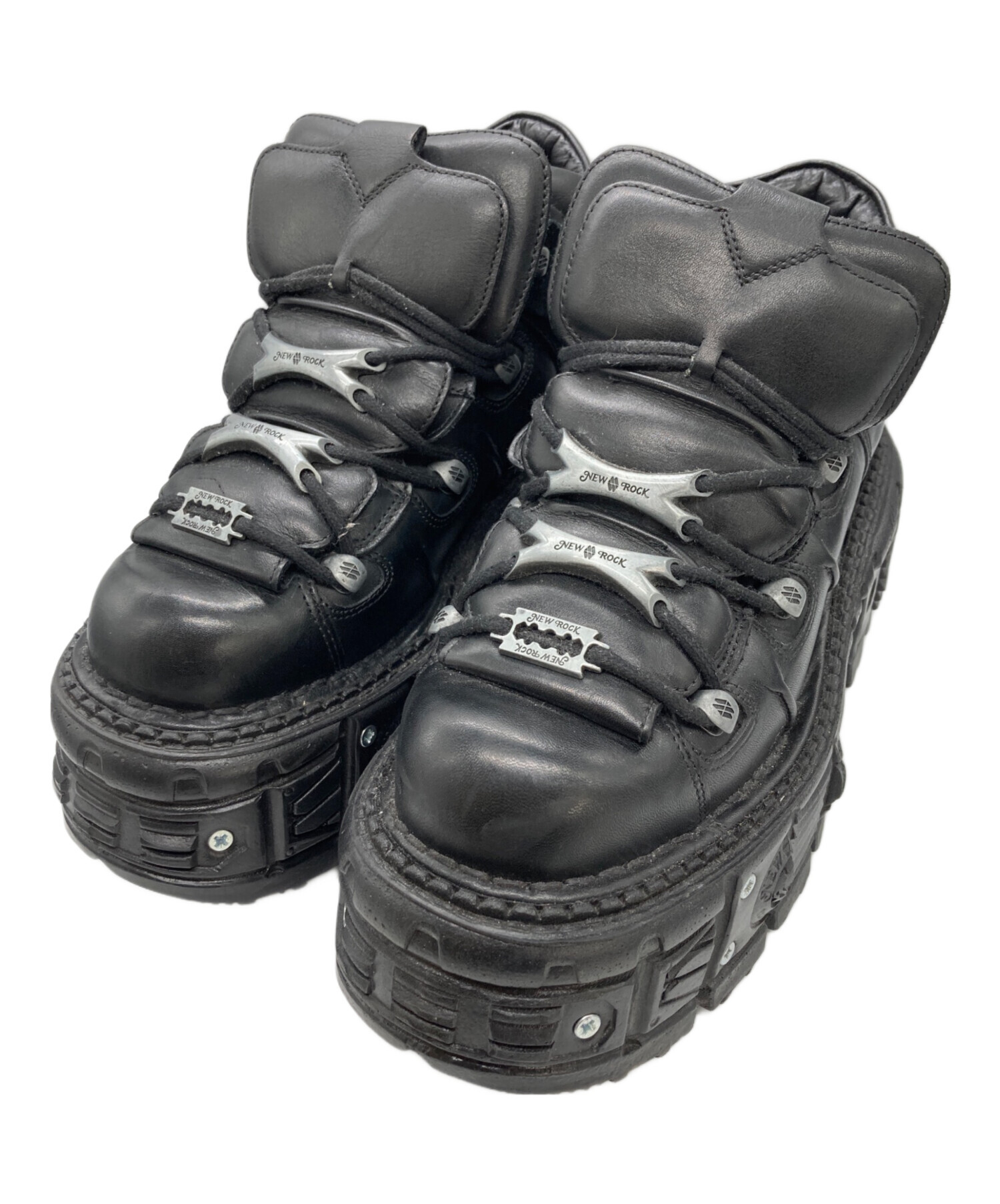 中古・古着通販】NEWROCK (ニューロック) レザーアンクルブーツ