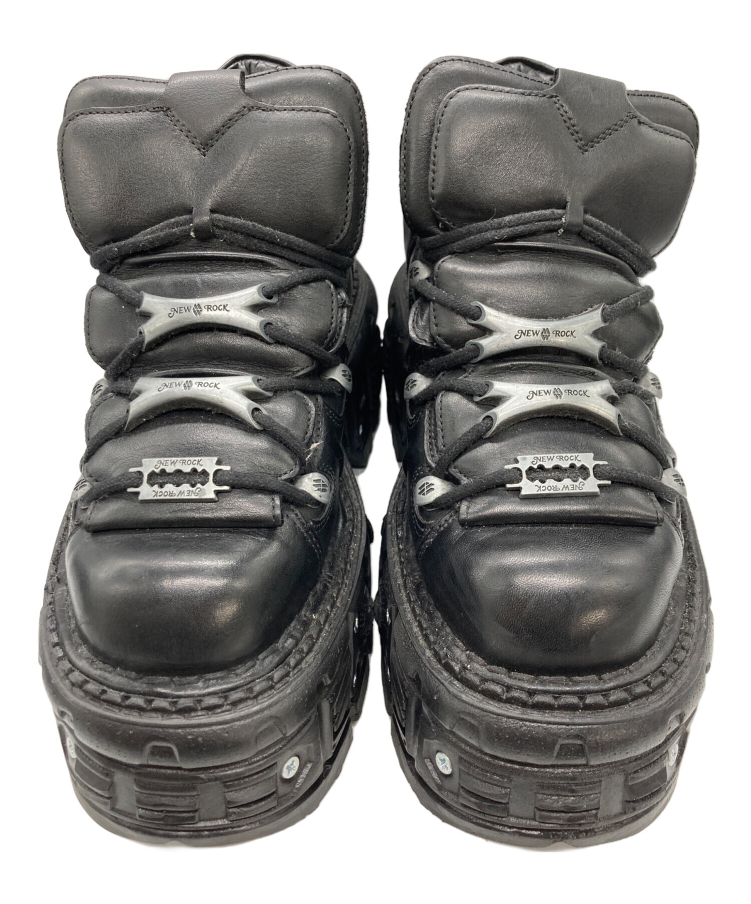 中古・古着通販】NEWROCK (ニューロック) レザーアンクルブーツ 