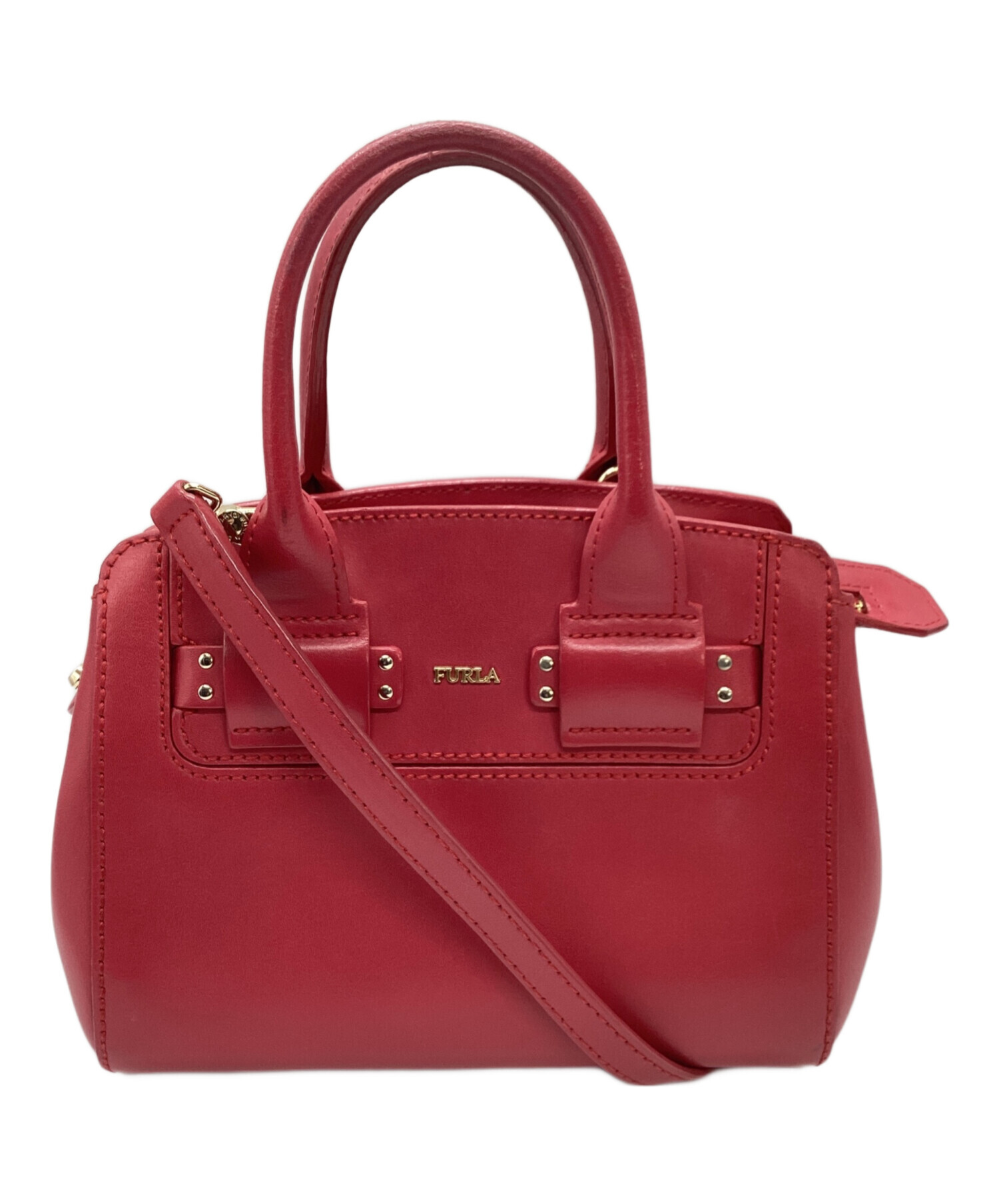【極美品】FURLA フルラ レザー 2WAY ショルダーバッグ 赤　レッド系 中古・古着通販】FURLA (フルラ) 2WAYショルダーバッグ レッド