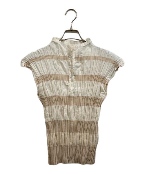 ISSEY MIYAKE ドット柄 プリーツ アシメ ブラウス 古着 中古・古着通販】ISSEY MIYAKE (イッセイミヤケ) ショートスリーブ