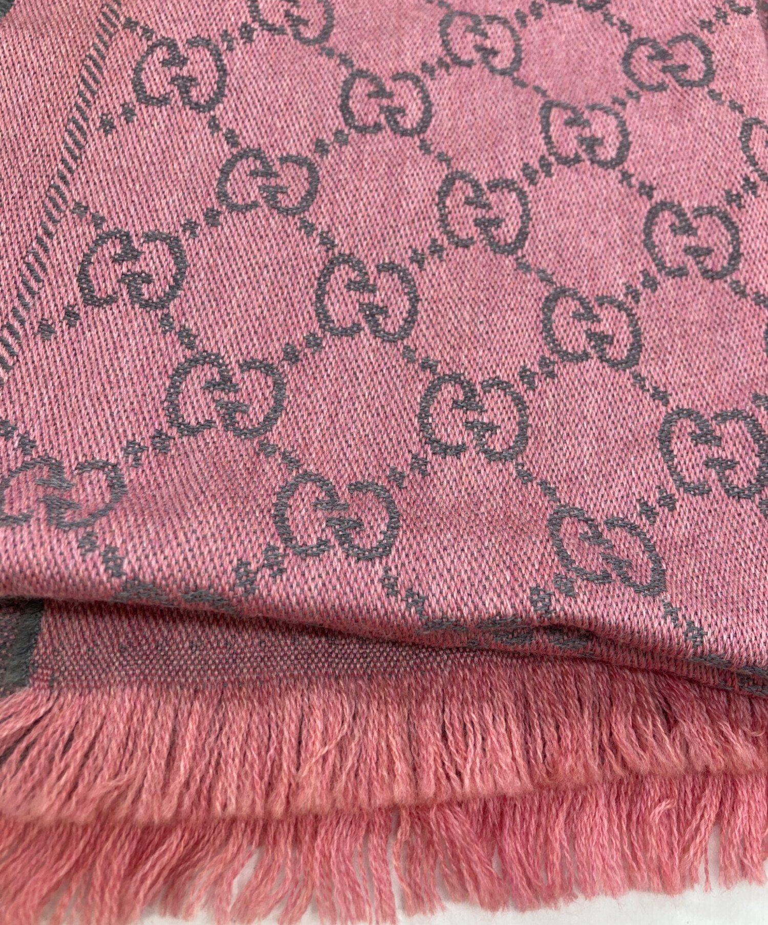 中古・古着通販】GUCCI (グッチ) GG柄ウールマフラー グレー｜ブランド