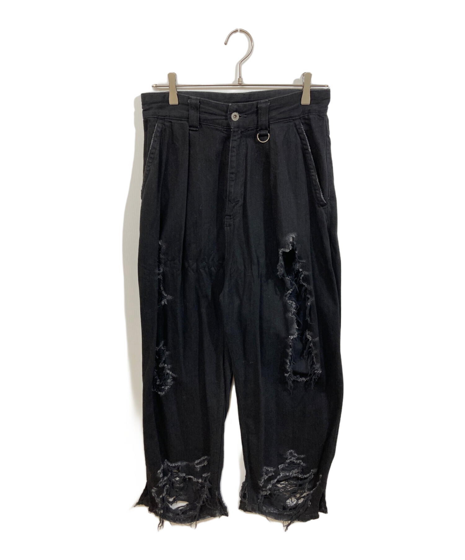 中古・古着通販】10 (テン) ダメージ加工デニムパンツ ブラック サイズ 