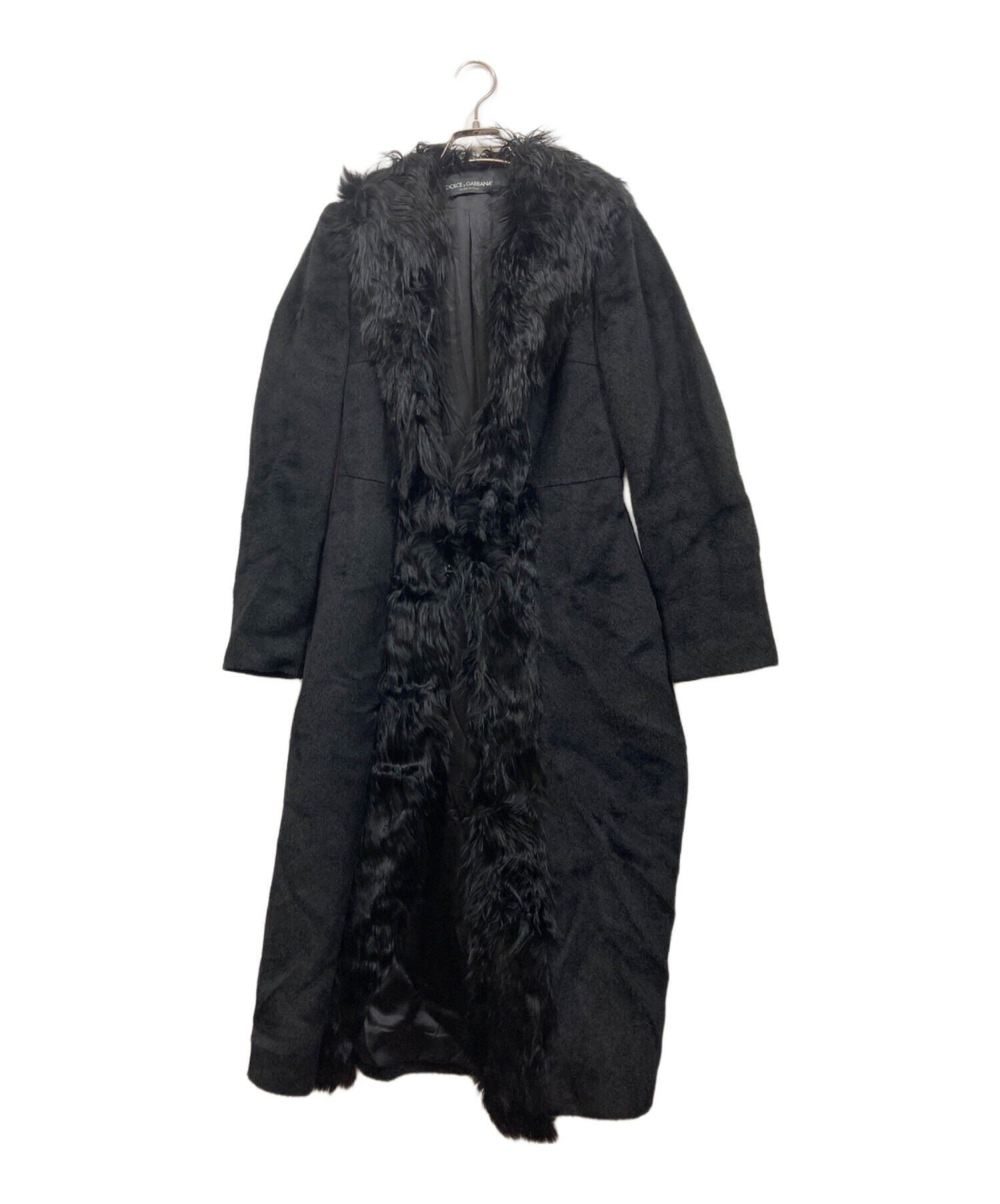 『美品』DOLCE&GABBANA ウールコート　ファー　 ブラック　サイズ38 中古・古着通販】DOLCE & GABBANA (ドルチェ＆ガッバーナ) ファー付き