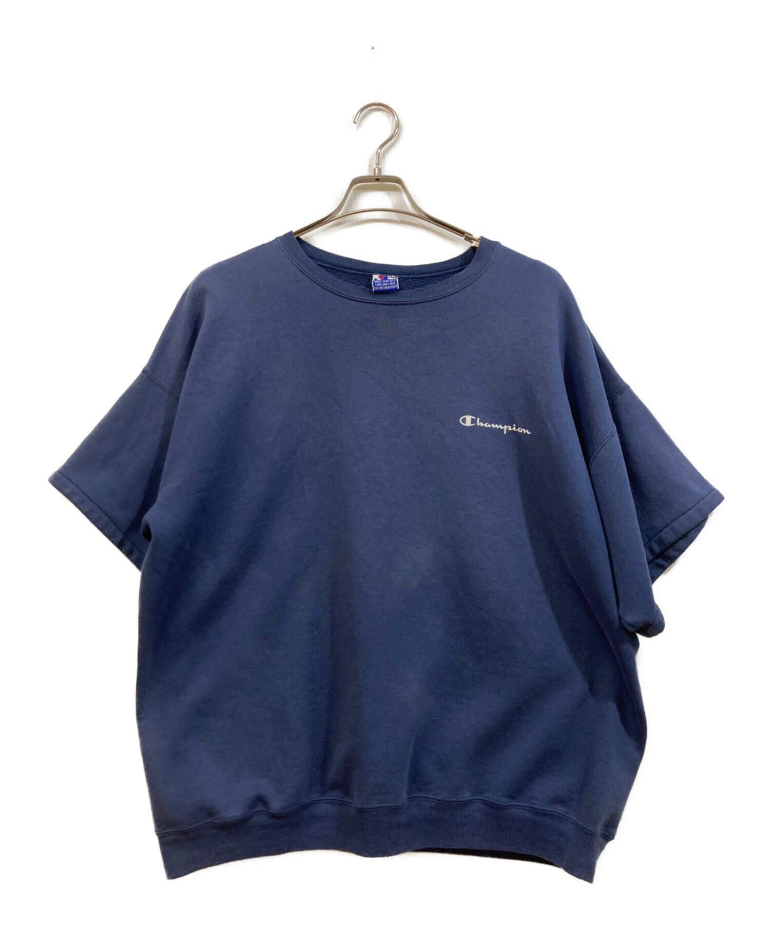 Champion 半袖スウェットネイビー 中古・古着通販】Champion (チャンピオン) 半袖リメイクスウェット