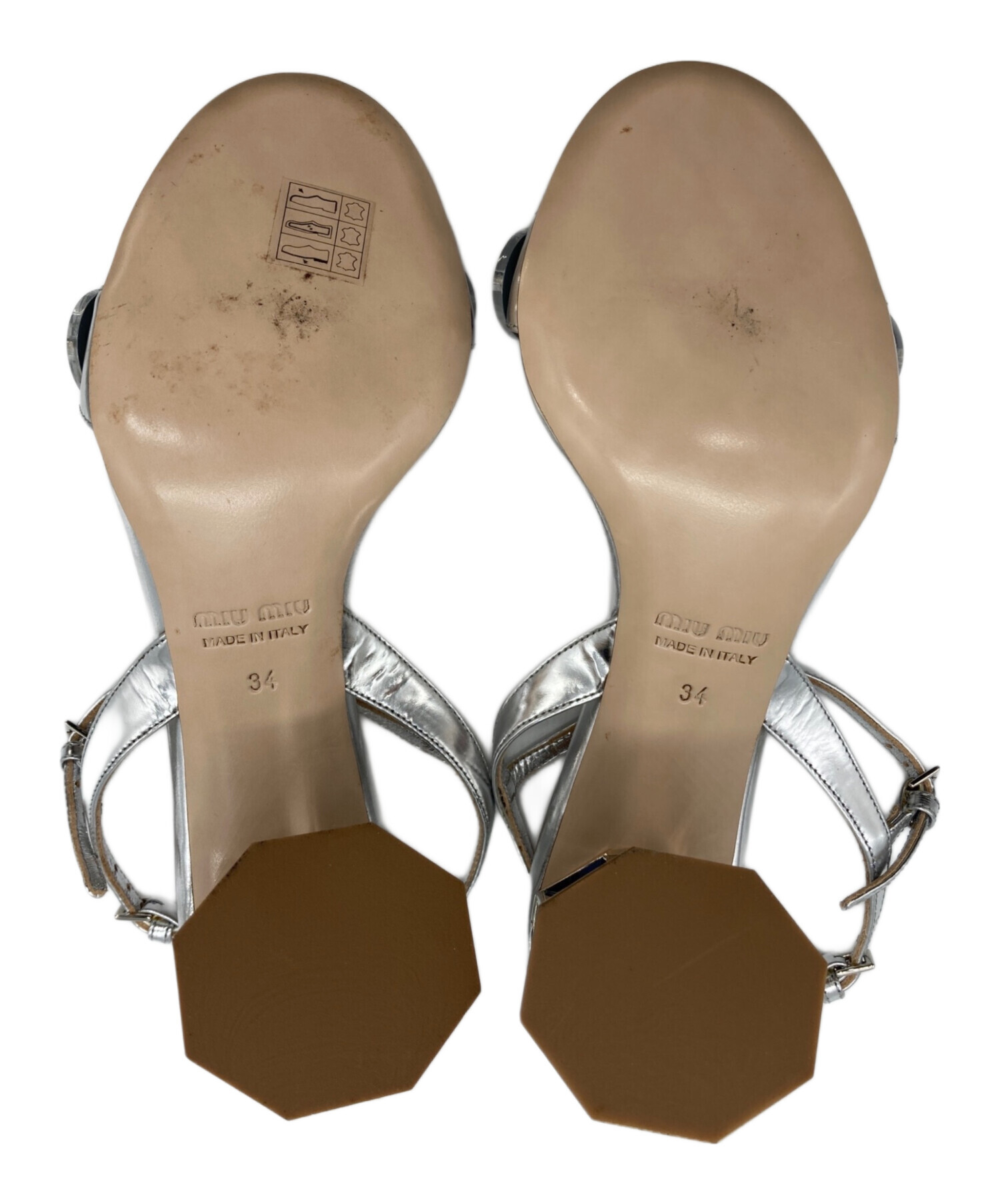 ⭐︎美品　miu miu シルバー ストラップ付き サンダル 中古・古着通販】MIU MIU (ミュウミュウ) ストラップサンダル シルバー