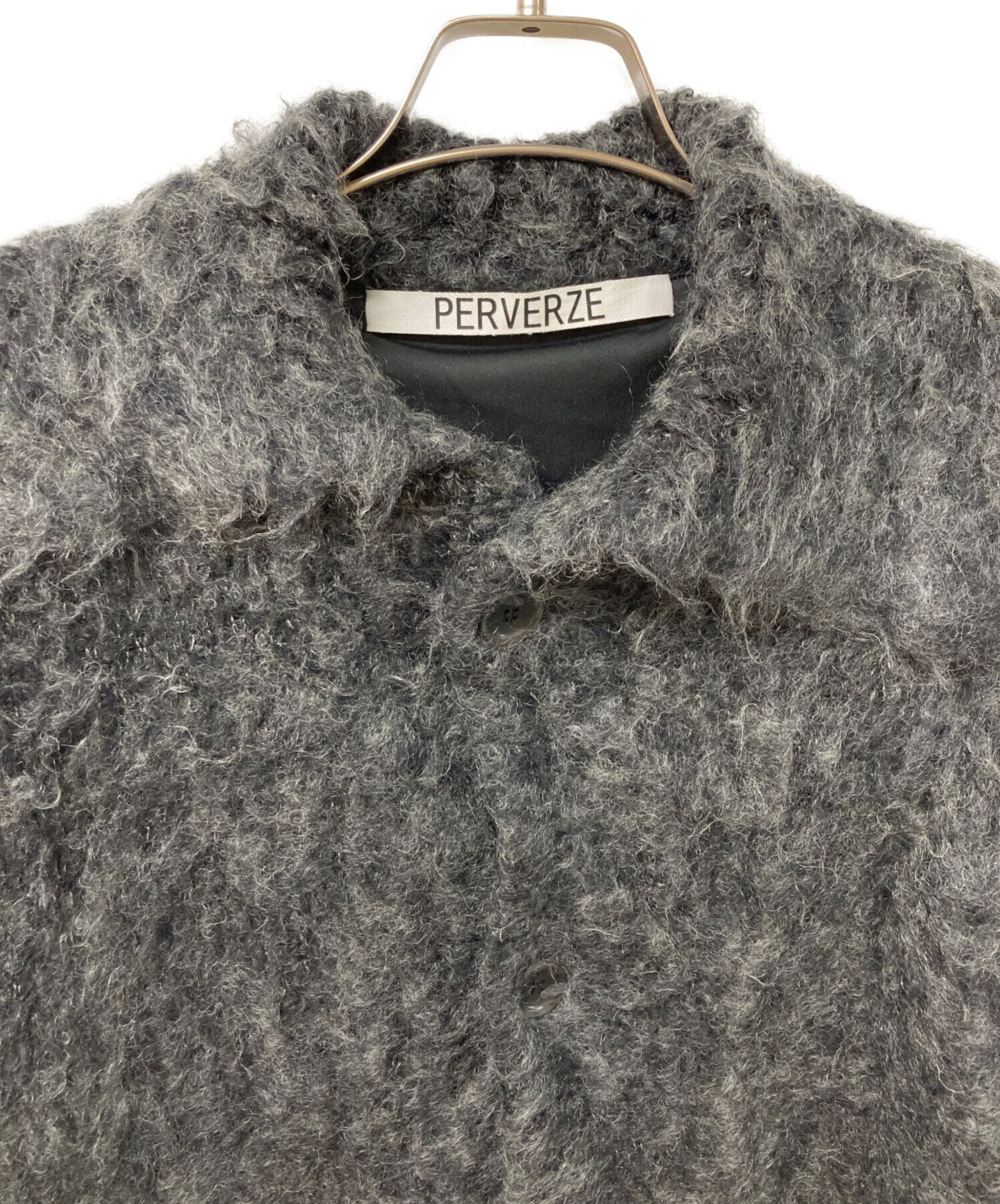 中古・古着通販】PERVERZE (パーバーズ) Teddy knit Coat グレー