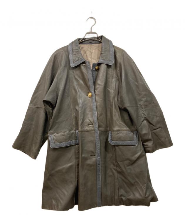 中古・古着通販】USED (ユーズド) レザーコート カーキ サイズ:Free