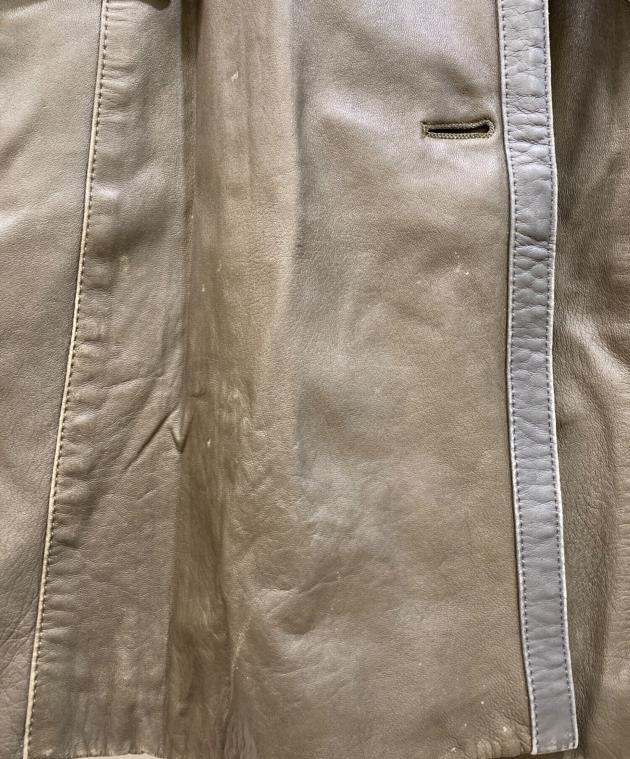 中古・古着通販】USED (ユーズド) レザーコート カーキ サイズ:Free